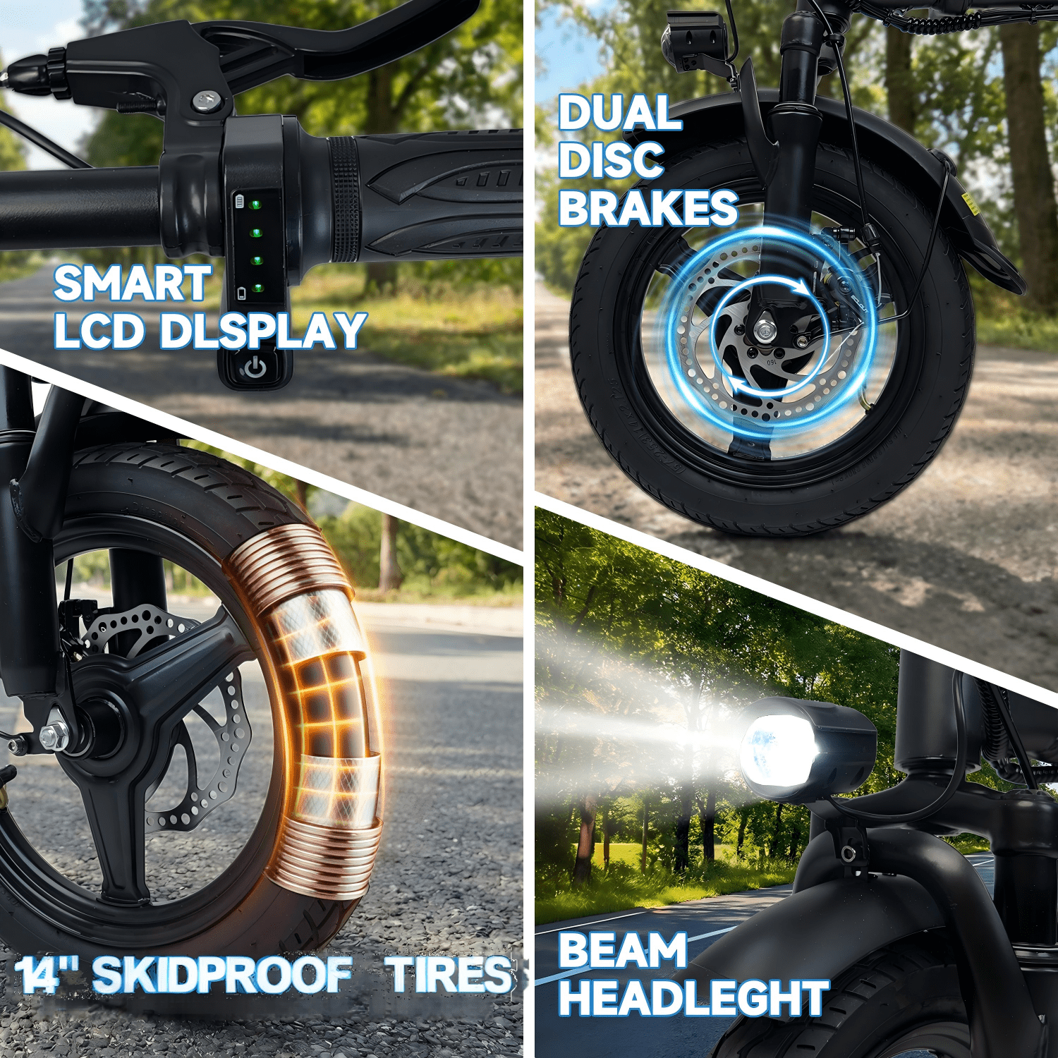 SHCNTEKU 14IN Folding Ebike, Features a high capacity 500W Peak Motor for Adults Teens, Removable Battery 25 Miles 20mph Electric bicycles,UL 2849