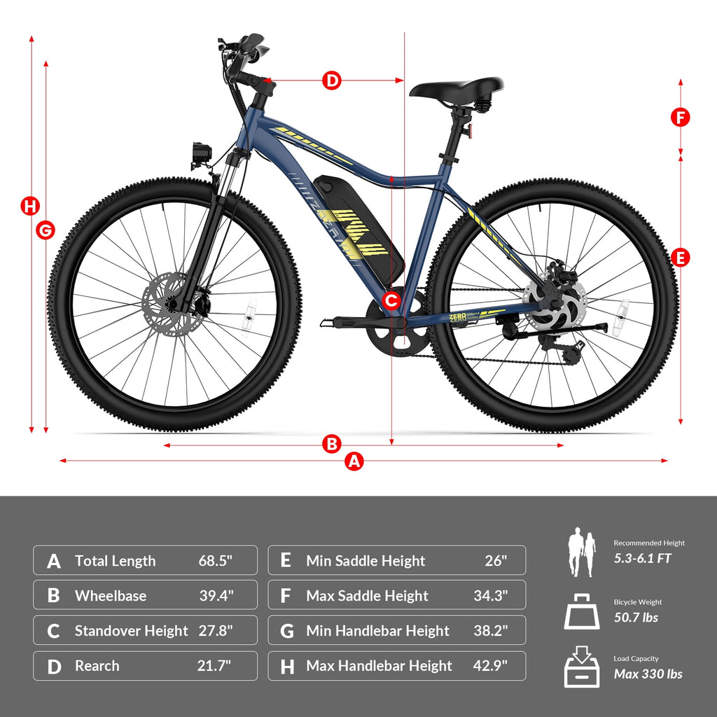 ZDZA 27.5'' Electric Bike for Adults, 1500W Motor 25MPH E-Mountain Bike, 48V 10.4Ah Removable, 7-Speed Ebike with Display UL2849