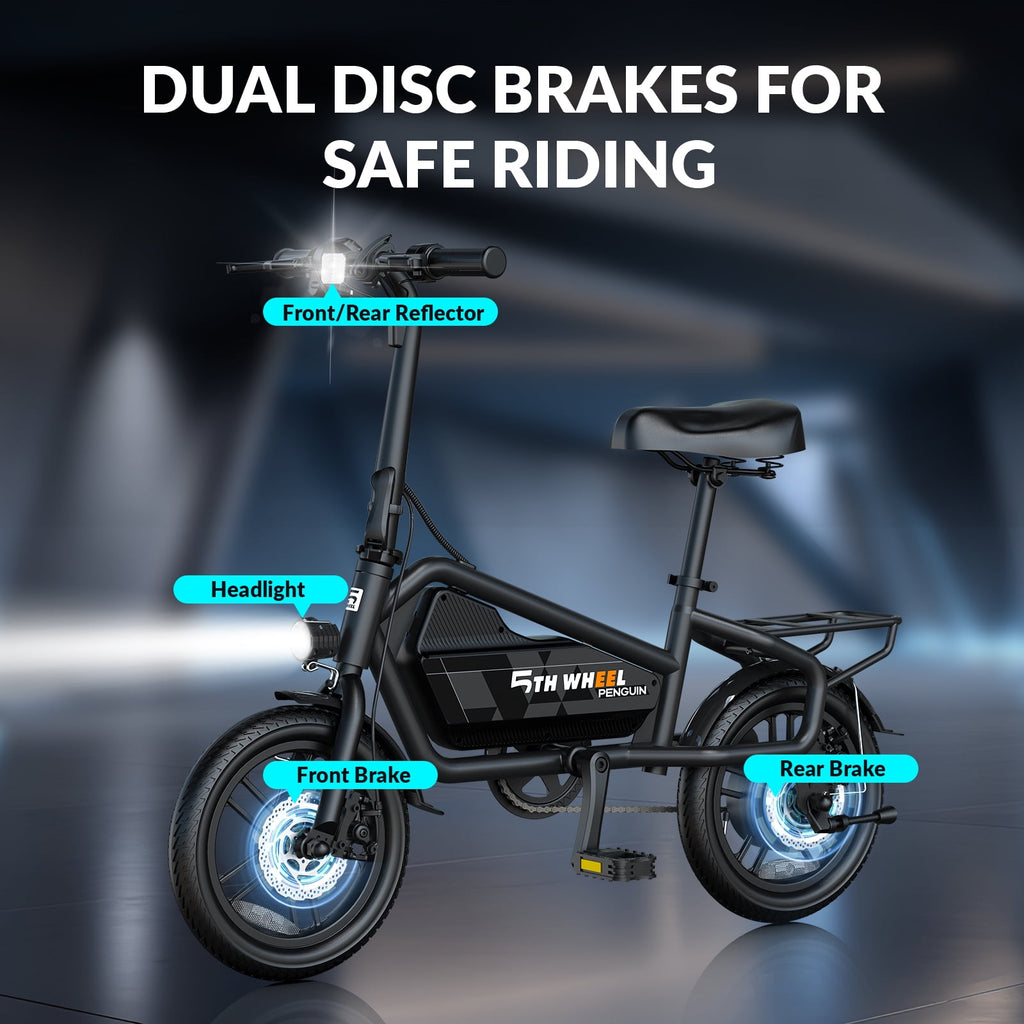 5TH WHEEL 14 Electric Bike for Adults with 650W Peak Motor Electric Bicycle, 36V 7.8Ah Battery Ebike, UL2849