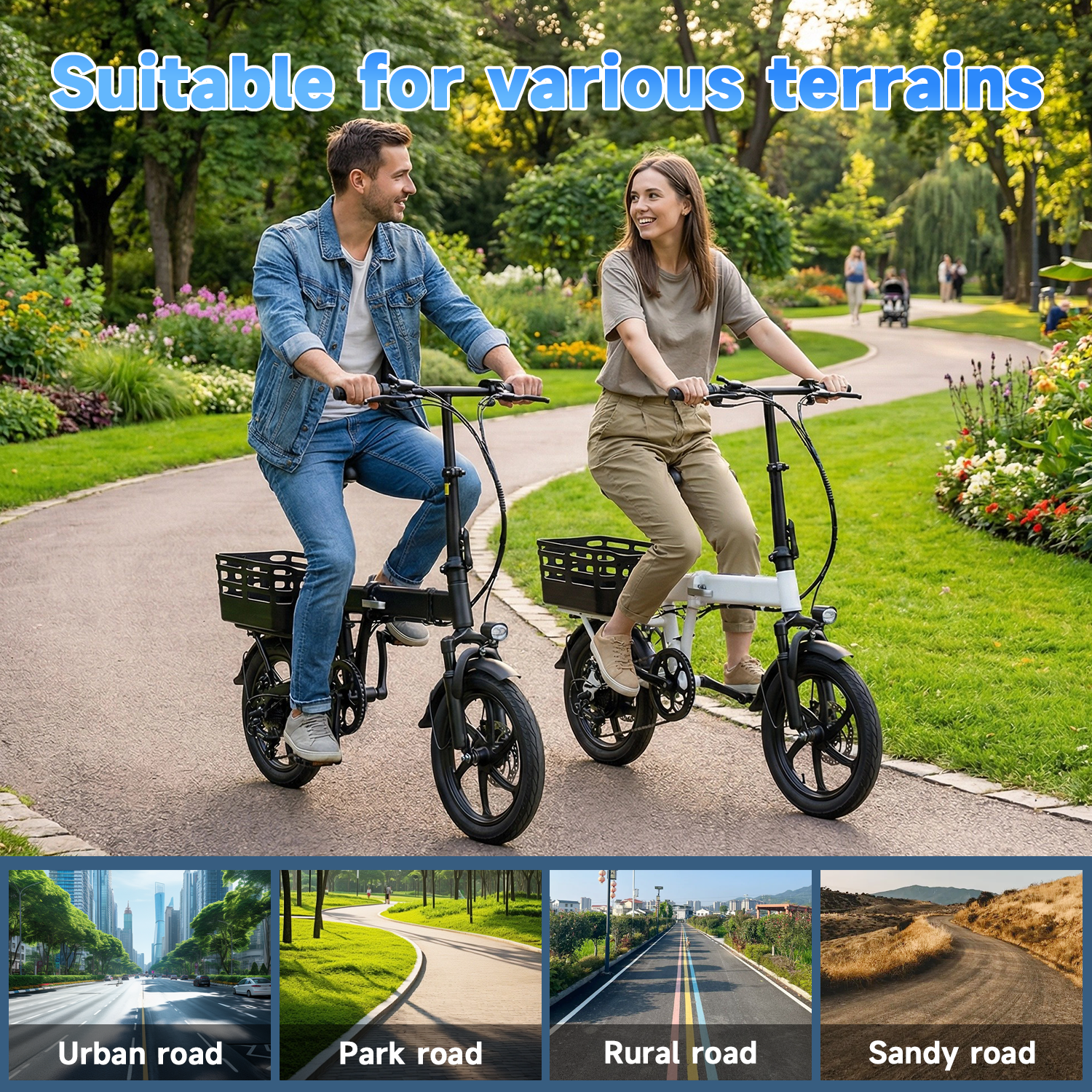 14 Folding Electric Bicycles with 500W Peak Motor,35 Miles 20MPH 432WH Integrated Battery ,Ebike for Adults with Basket,UL2849