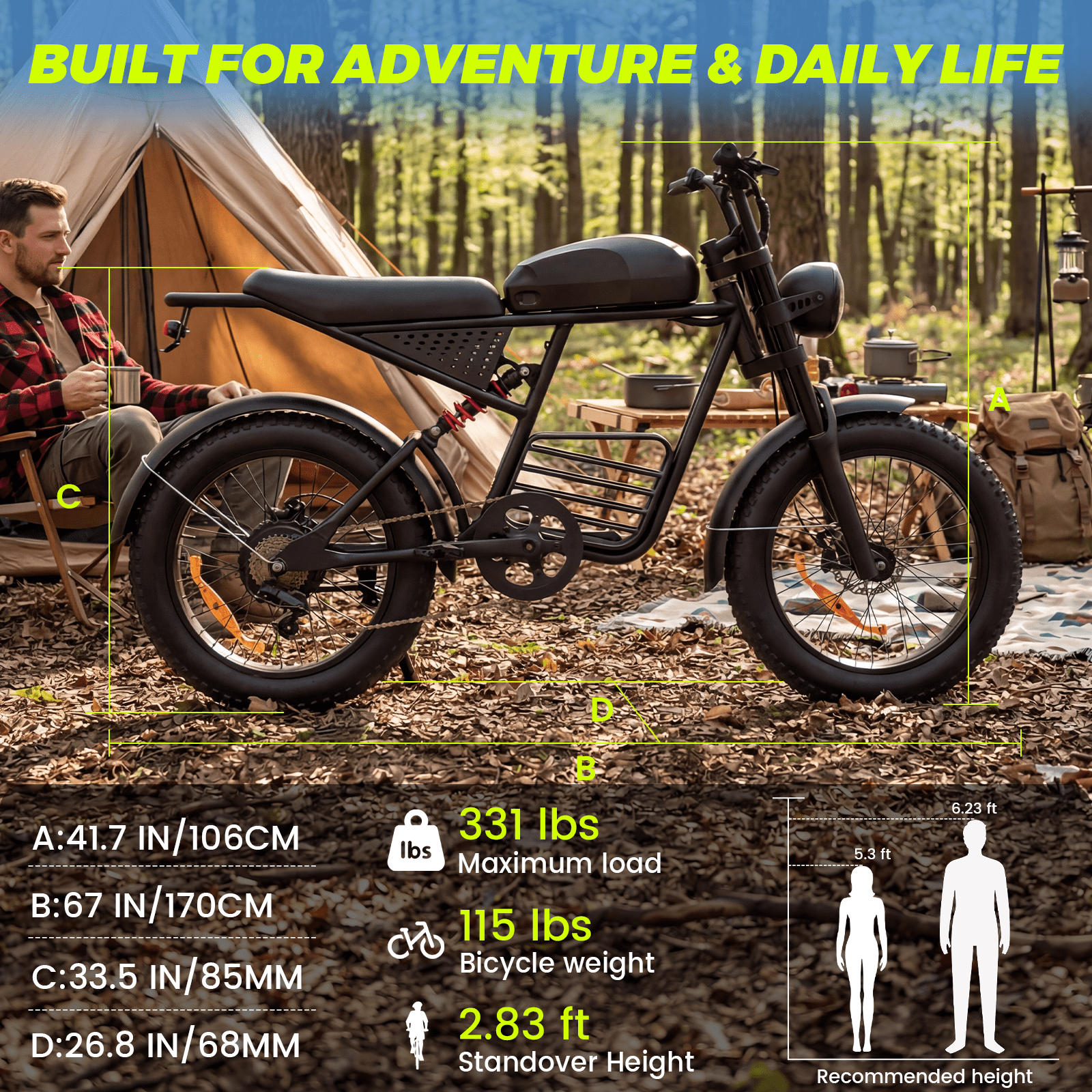 Electric Bike for Adults, 3000W Dirt Bike, 37MPH, 48V 35Ah E-Bike, 100 Miles Electric Motorcycle, 20 Fat Tire Off-Road Bike, All Terrain for Mountains, Snow, Sand, Road