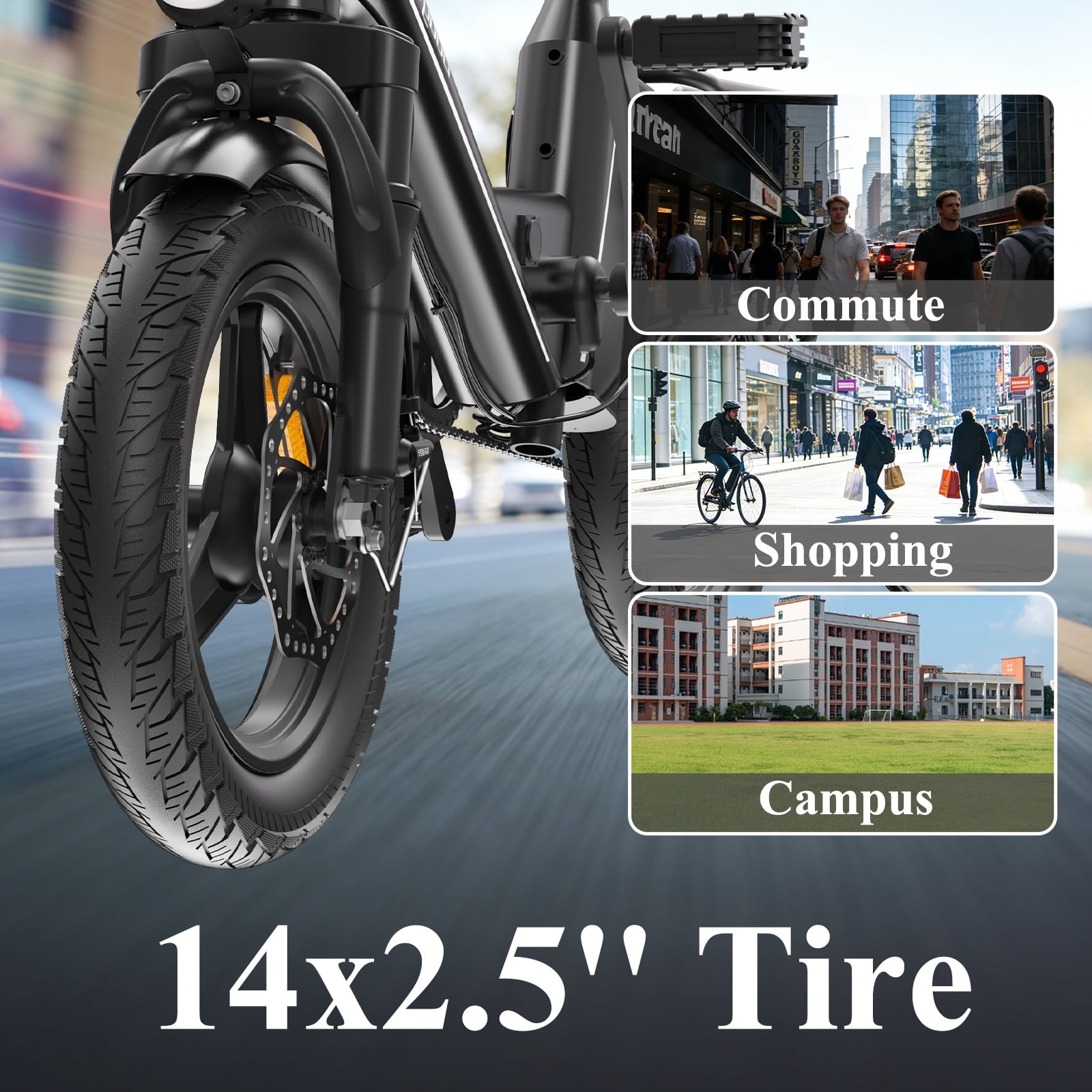 Bodywel Foldable Electric Bike for Adults and Teens, 14 Electric Bicycle with Peak 500W Motor, 36V 10Ah Battery, Commuting Mini Ebike, E Bike, UL2849