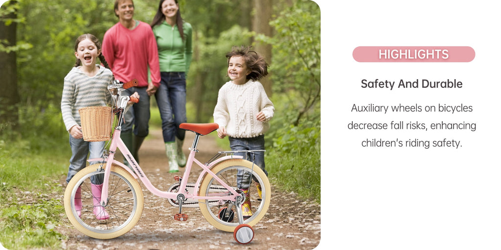 18 Inch Kids Bike with Removable Training Wheels, Adjustable Seat, Steel Frame & Dual Brake, Kids Bicycle for 6-10 Years Old Toddler Girls Boys