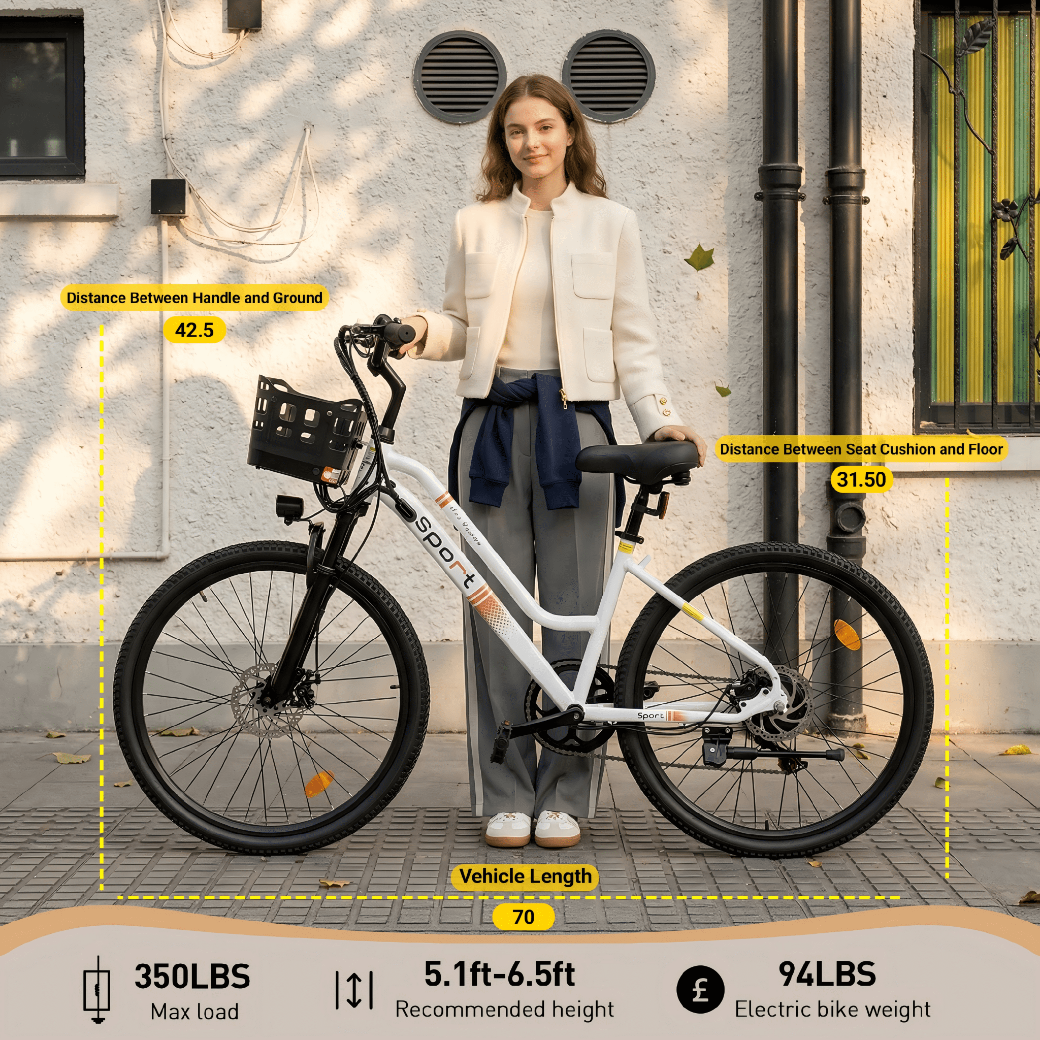 BroPath Electric Bike for Adults,26”Electric Mountain Bike 576Wh Internal Battery & LCD Display, with 7-Speed, 25MPH,Ebike,Full Suspension, 800W (Peak) Motor Commuter Electric Bicycle,UL2849