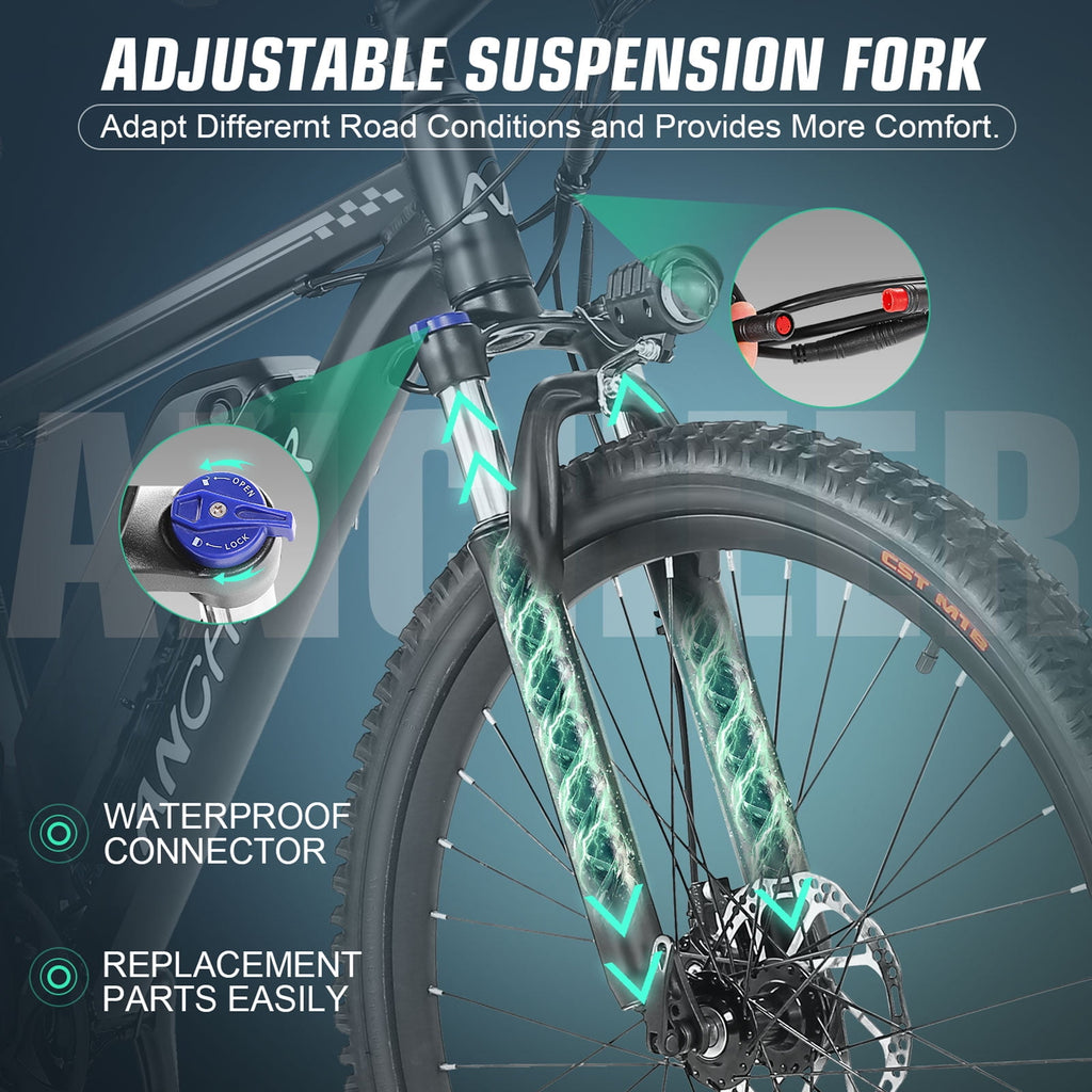 ANCHEER Gladiator 500W 26 Electric Bike for Adults, Electric Mountain Bike with 2.1 Inch eMTB Tire, 48V 10.4Ah Battery, 3H Fast Charge, Shimano 21 Speed, Adults Electric Bicycle UL2849