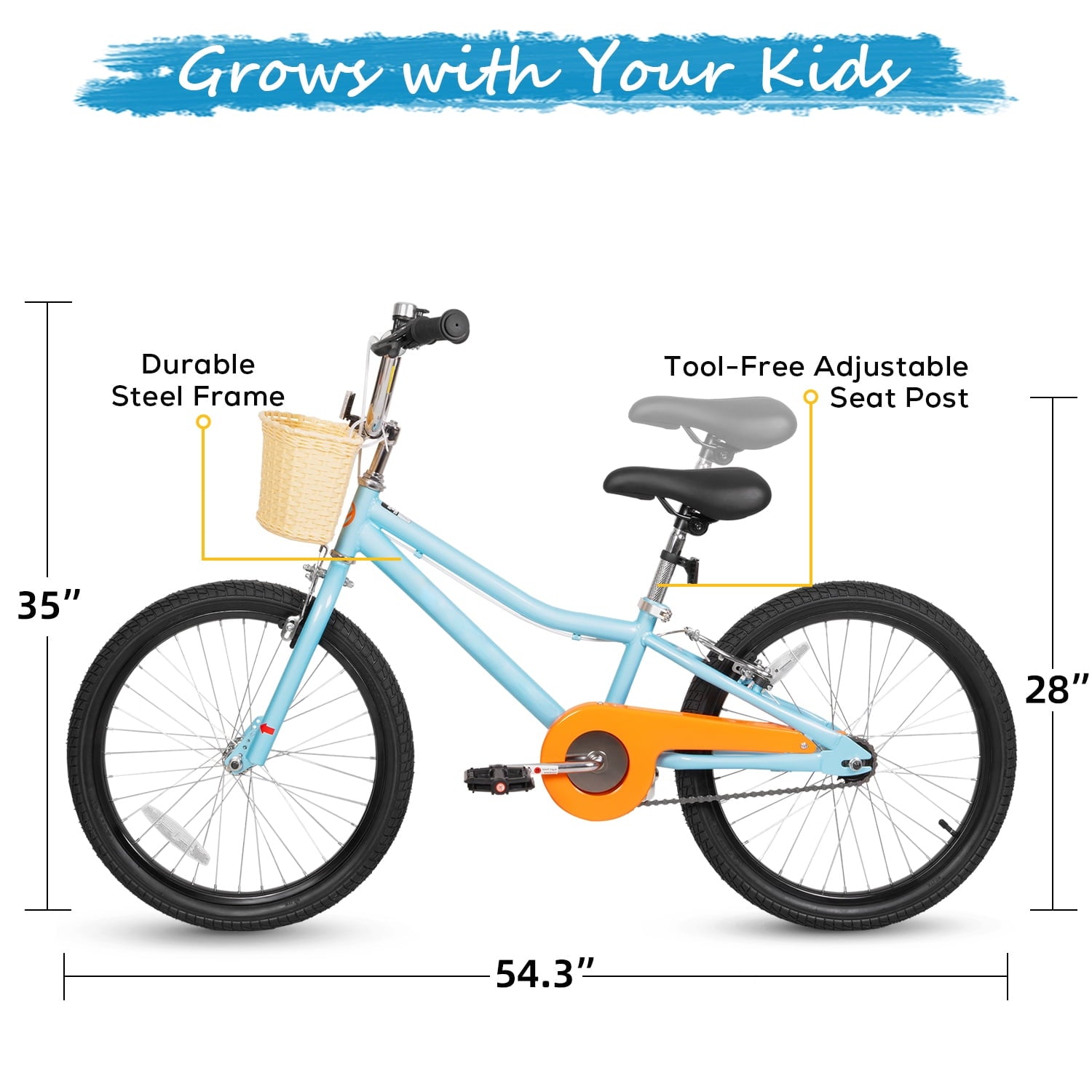 Hykolity Kids Bike Boy Girl Bicycle 16 inch for Children Age 4-7 Years Old Height 41-53 in Child Sport Bike Includes Training Wheel Basket Peach Pink