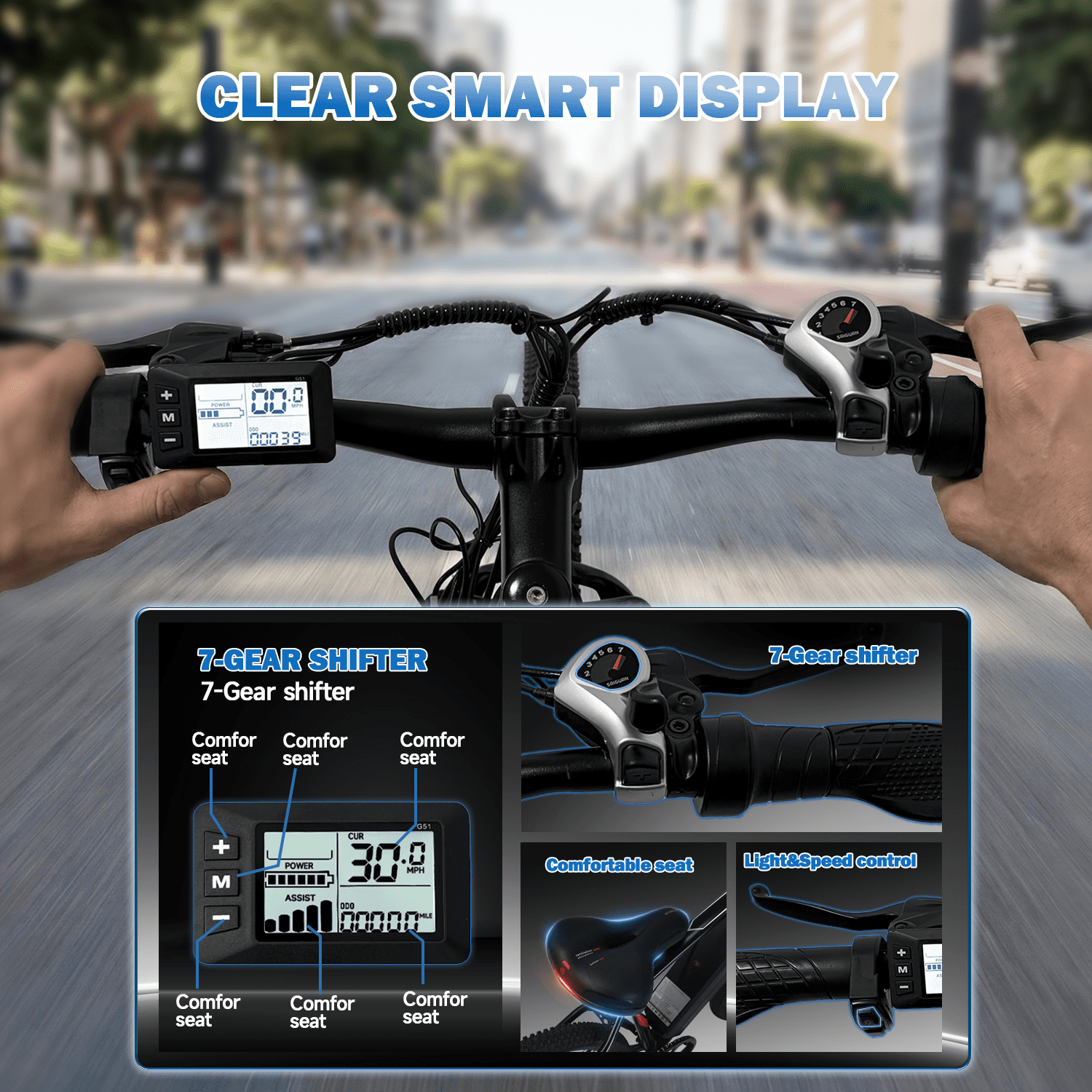 XKJ Electric Bike for Adults,26 EBIKE,25MPH, 40+Miles(PAS),Commuting Electric Mountain Bicycle with 576Wh Removable Built-in Battery,1000W Gear Motor with 7 Speed,Full Fork Suspension, UL 2849