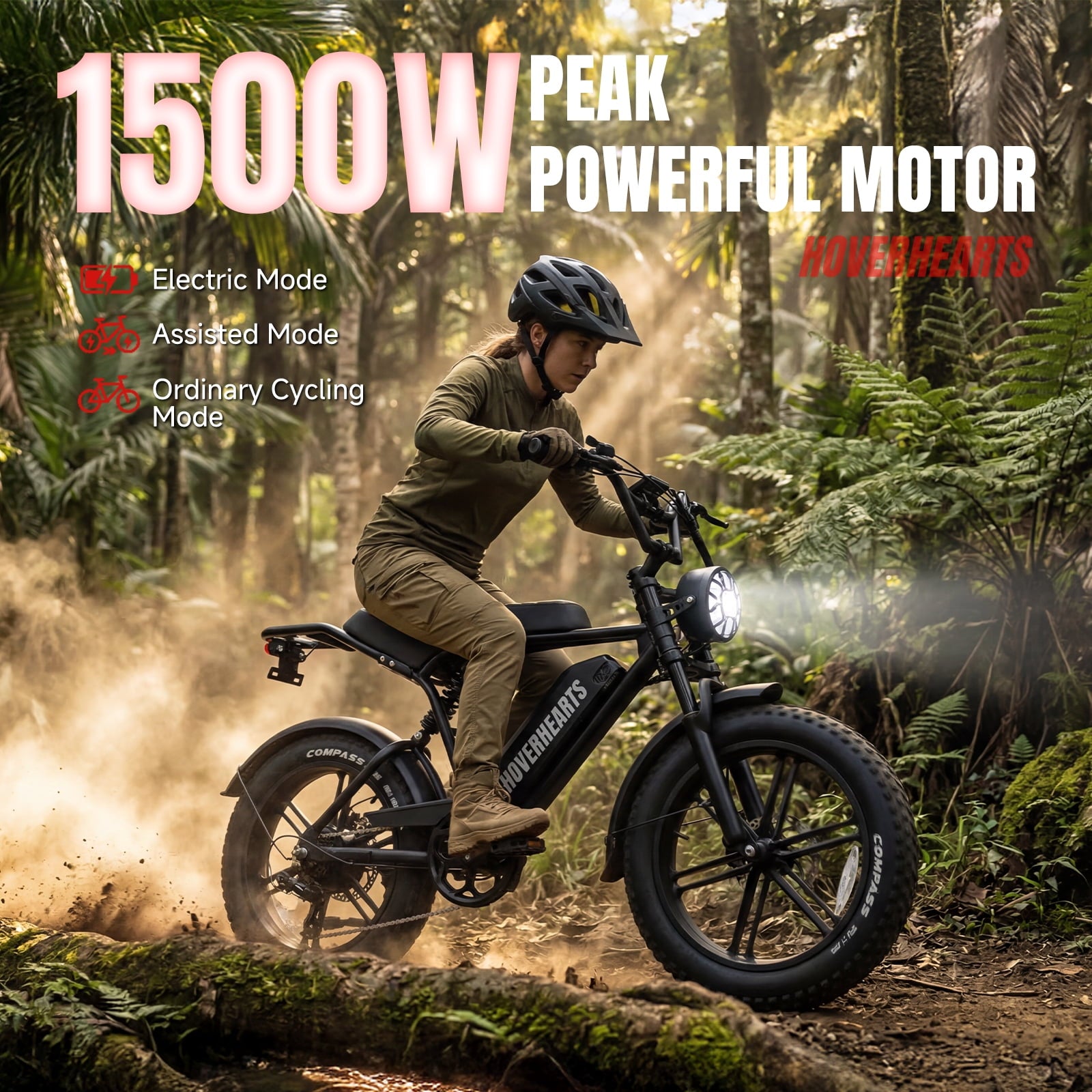 Aoemoe 500W Fat Tire Electric Bike 20 x 4.0 All Terrain E-Bike 48V 15Ah 28mph Hydraulic Brakes Full Suspension Mountain Electric Bicycle for Trail Riding