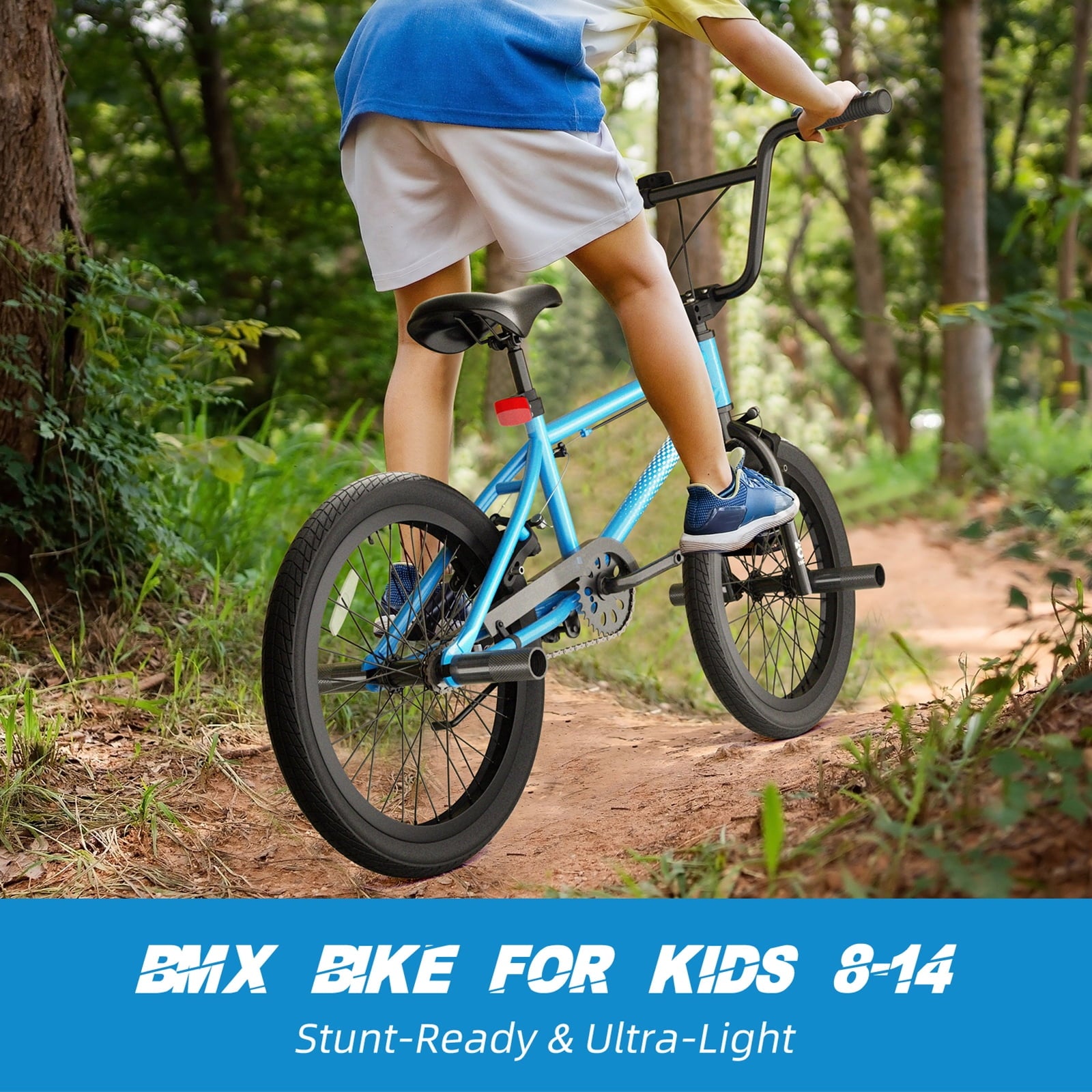 Korimefa Freestyle BMX Bikes, 18 inch Kids Bicycles for 7-12 Years Old Boys Child Tween Teen, with Aluminum Alloy U-Brake, Rear R-Brake, Hand Brake Levers & Front Rear Pedals, White