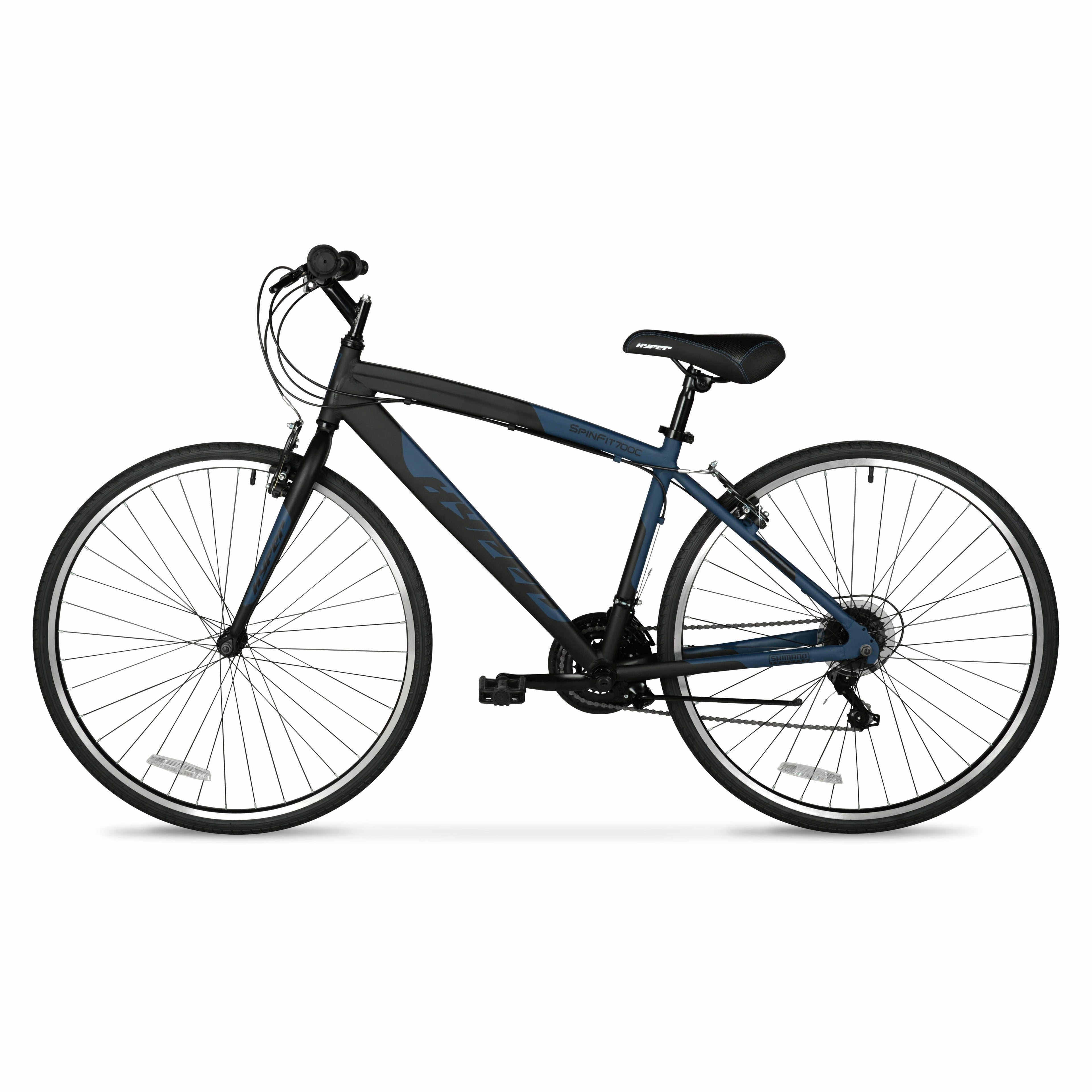 Hyper Bicycles 700c Men's Spin Fit Hybrid Bike, Adults Ages 14+, Black/Blue