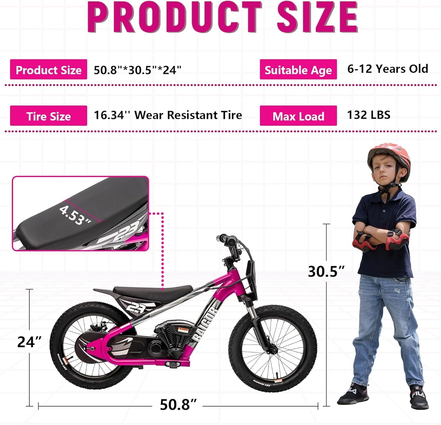 NEORIVER Electric Dirt Bike for Kids Ages 6-12, 250W Electric Motorcycle Up to 15.5MPH, 24V Detachable Battery, 16'' Inflatable Tire Electric Balance Bike with Kickstand