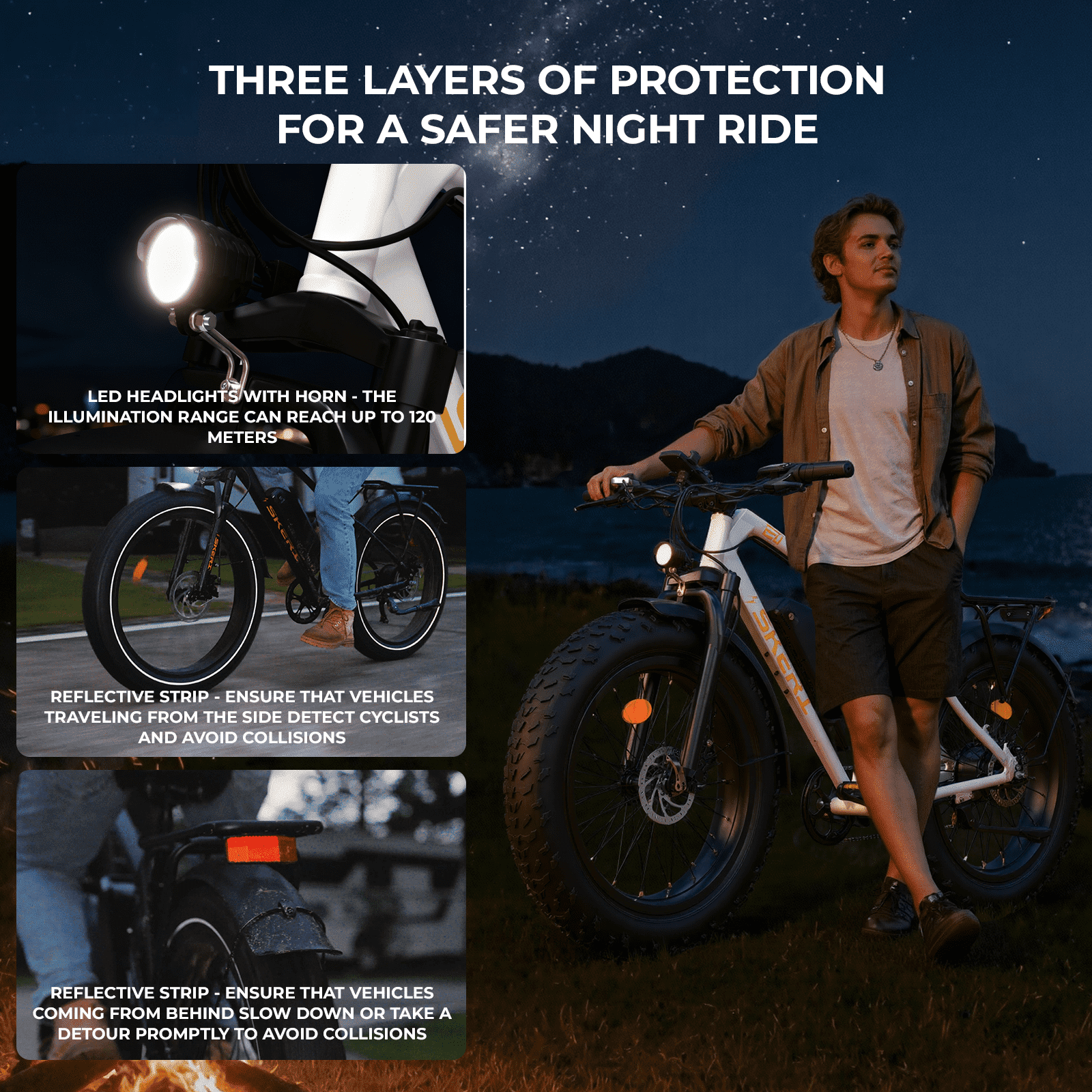 Skeri Electric Bike, 26x4.0 Fat Tire E Bike, 500W (Peak 1000) Motor, 48V 15.6Ah Removable Electric Bike for Adults, 60 Miles & 25 mph, Electric Bicycle with 7 Speed and Front Suspension