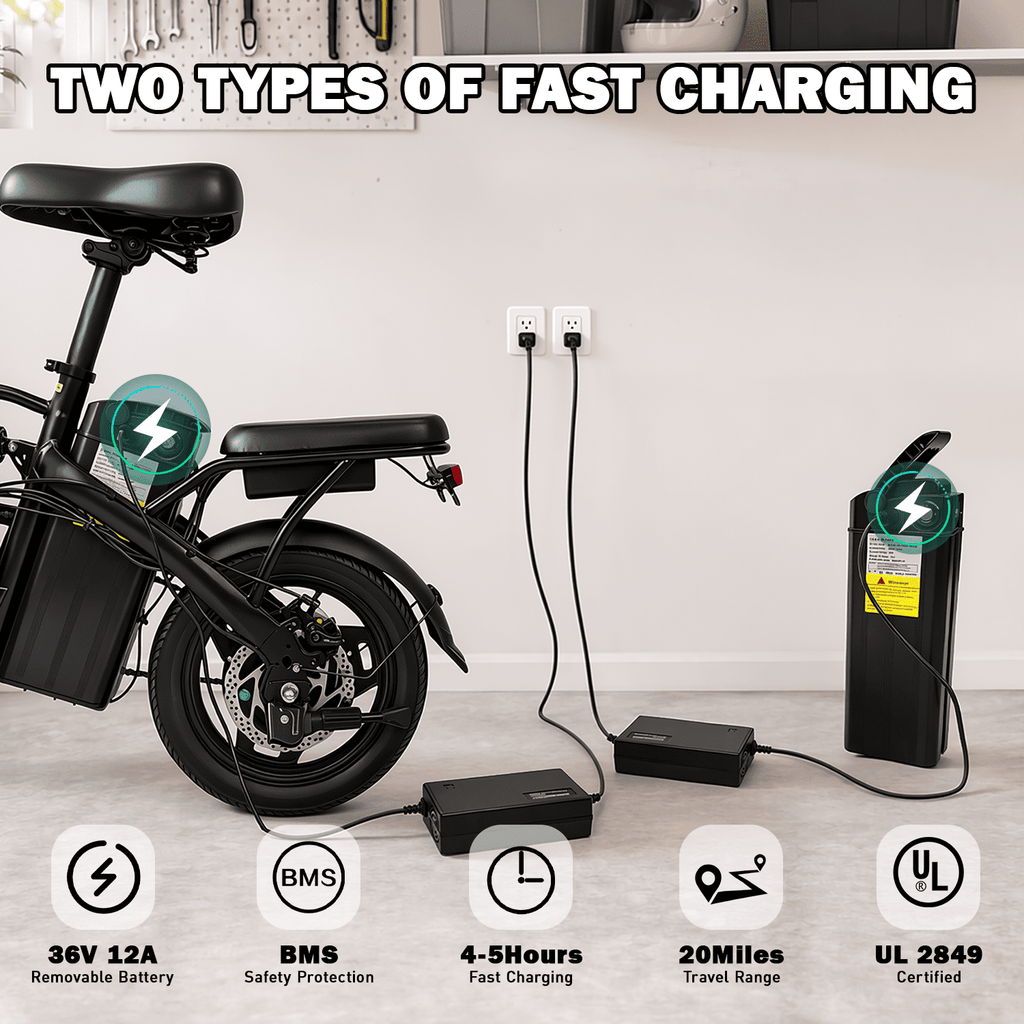 14 Folding Electric Bicycles with 500W Peak Motor,35 Miles 20MPH 432WH Integrated Battery ,Ebike for Adults with Basket,UL2849