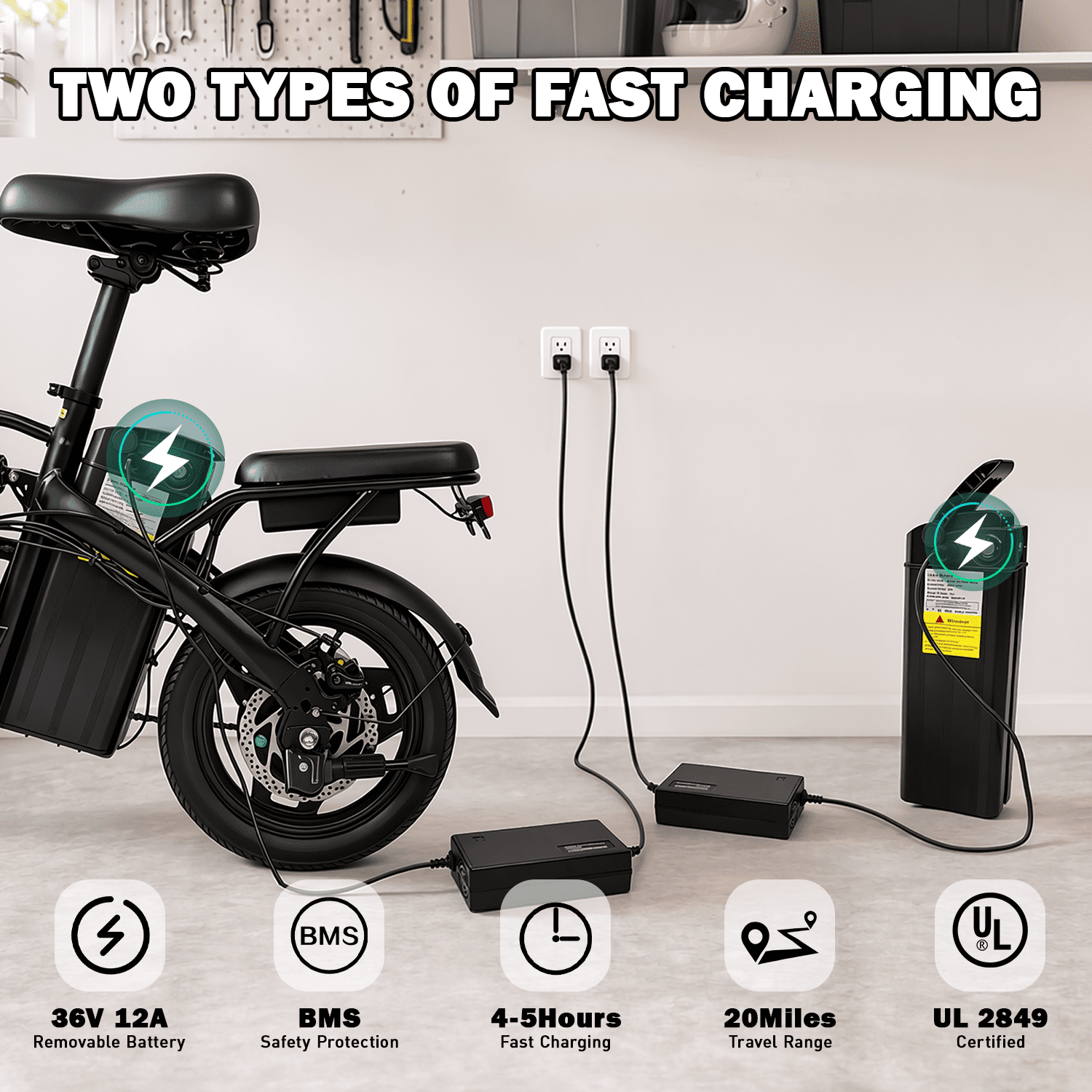 OwnGold 14IN Folding Electric Bicycles for Adults Teens with Basket,500W Peak Motor Up to 20 mph Range 30 Miles,36V 12Ah Removable Battery,Commuter/Shopping Mini Ebike,UL 2849