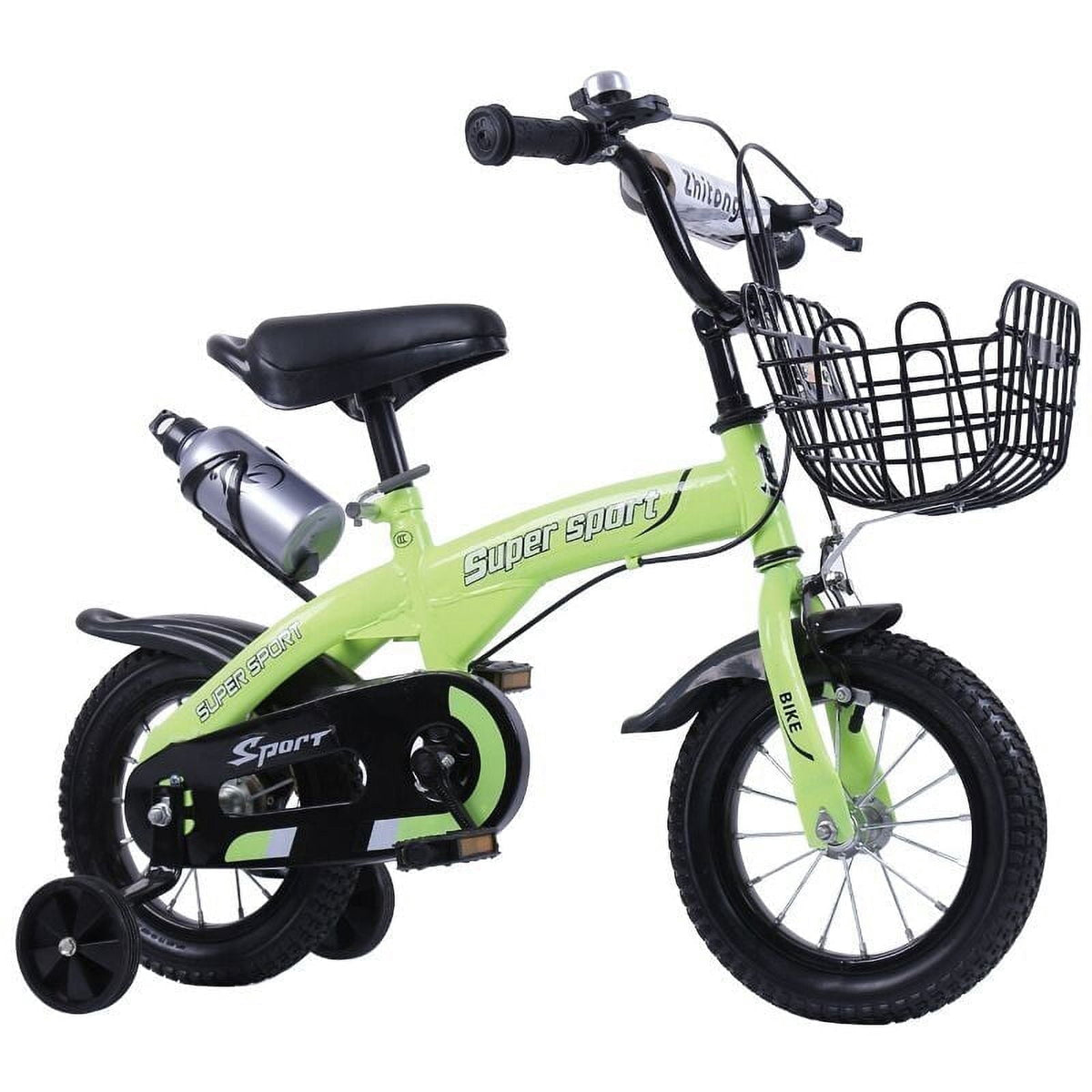 12 inch Kids Bike with Training Wheels, Children Bike with Adjustable Handlebar, Kids Bicycle for Boys Girls Toddlers Age 3-5, 2-in-1 Red Toddler Bike