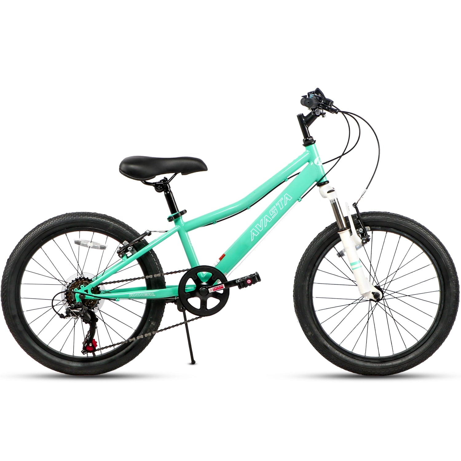 AVASTA 20'' Big Kids Mountain Bike for Age 6 7 8 9 10 11 12 Years Old Boys Girls Teen with Suspension Fork Front & Rear Dual Hand Brakes 6 Speeds Drivetrain, Green