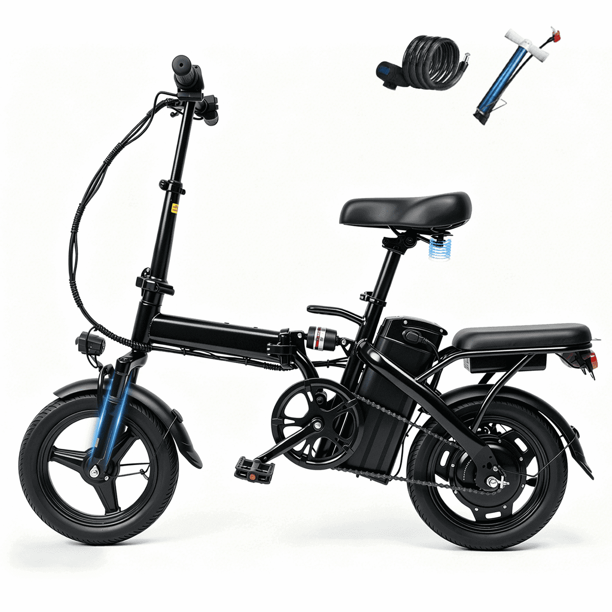 14 Folding Electric Bicycles with 500W Peak Motor,35 Miles 20MPH 432WH Integrated Battery ,Ebike for Adults with Basket,UL2849