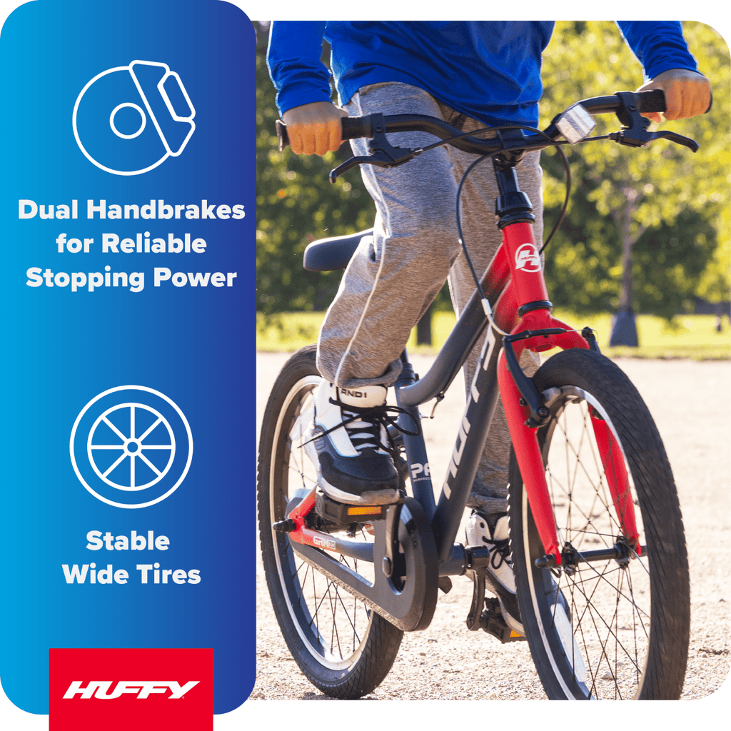 Huffy 20-Inch GRM Kids’ Bike, Perfect Fit Frame for a Natural Riding Position, Dual Braking System for Confident Control, Full Chainguard for Safety, Fits Riders 45–52 Tall, Blue