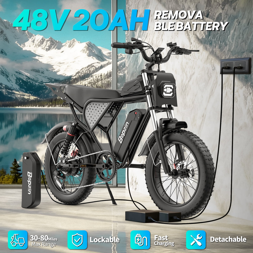 Peak 1500W Electric Bike for Adults,48V 20Ah,Max 80miles & 28mph Electric Bicycle, 20 Fat Tire Full Suspension Mountain Bike UL2849