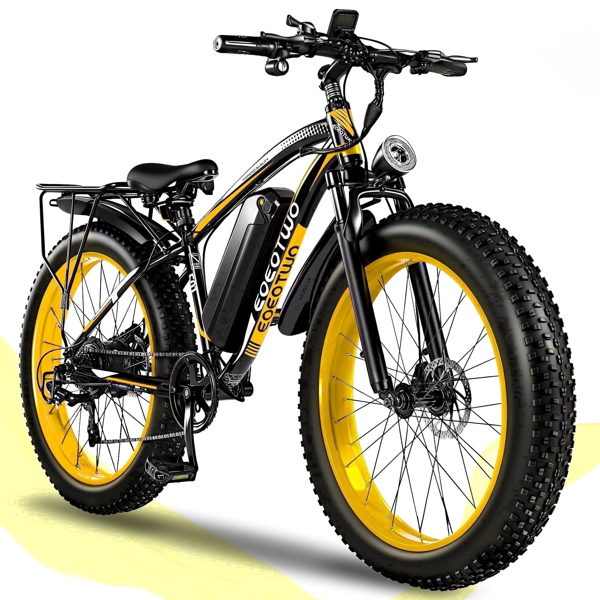 EOEOTWO 1500W Electric Mountain Bike for Adults,48V 15Ah Removable Battery 60Miles Longe Range, 34MPH Fast Cruiser Ebike, 26'' Fat Tire All-Terrain E-Bicycle with LED Display UL2849