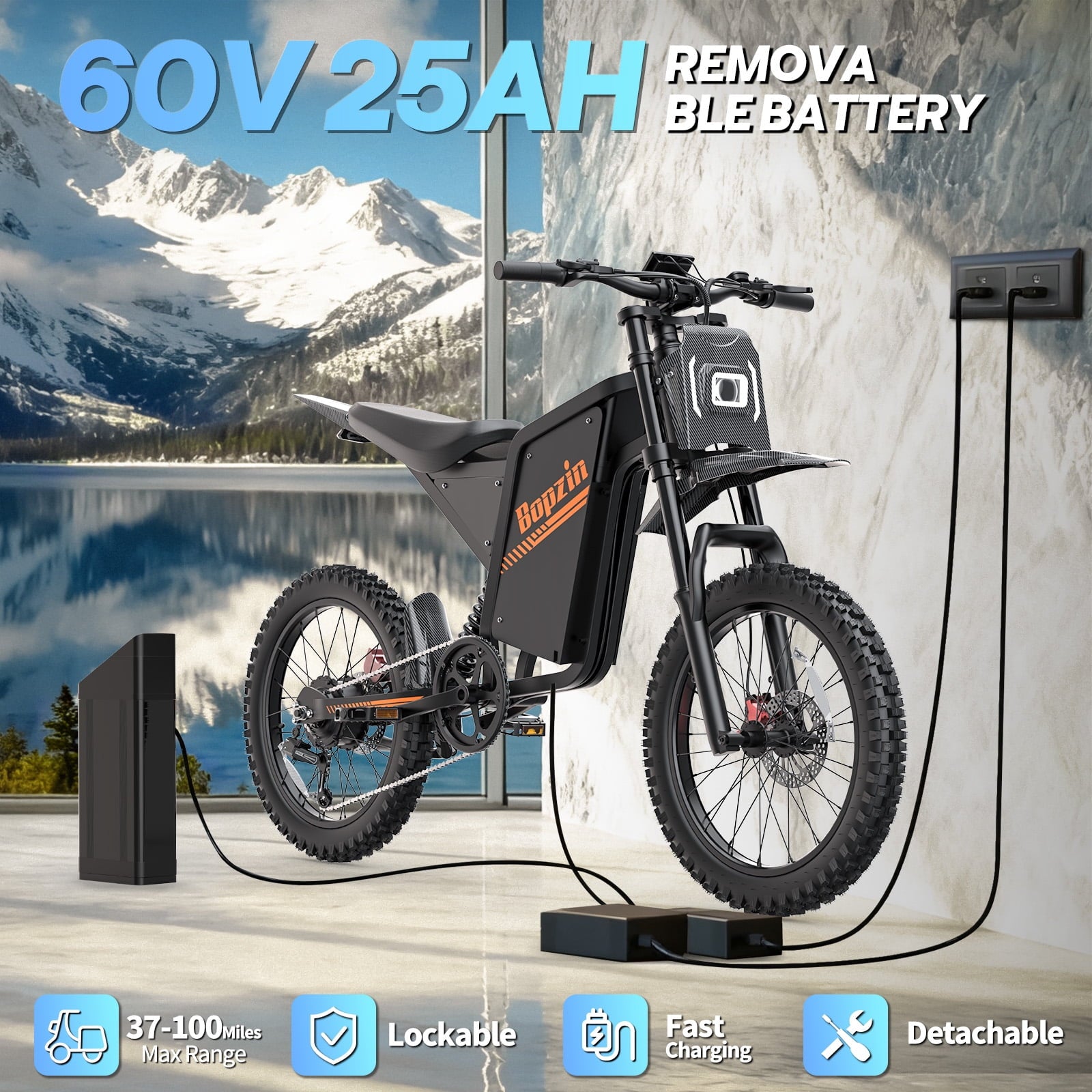 Electric Dirt Bike for Adults/Teens,Peak 2600W,Anti Theft Alarm Electric Motorcycle,60V 23AH,Max 100 Miles Removabale Battery,14/12 Tire Mountain Bike UL2849