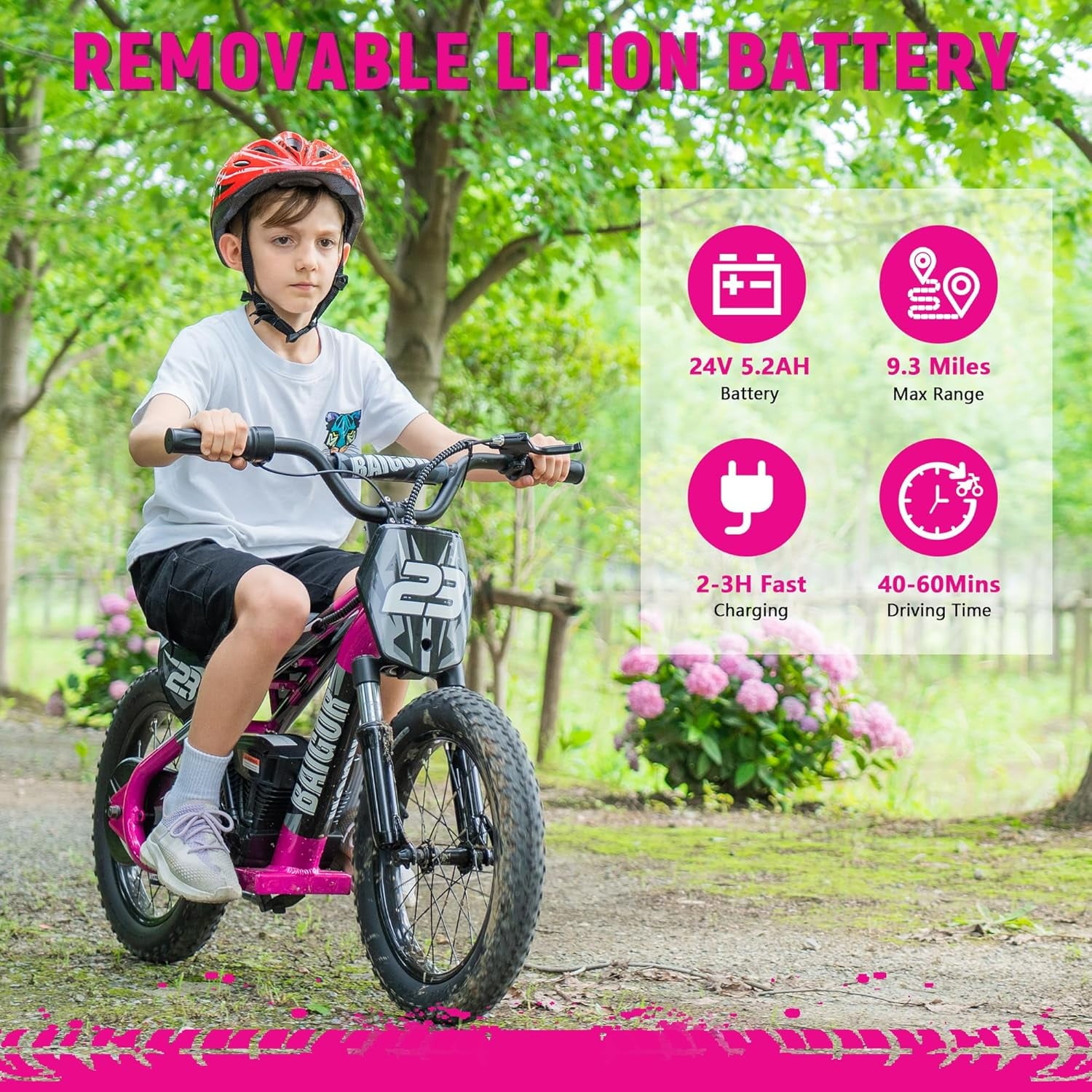 NEORIVER Electric Dirt Bike for Kids Ages 6-12, 250W Electric Motorcycle Up to 15.5MPH, 24V Detachable Battery, 16'' Inflatable Tire Electric Balance Bike with Kickstand