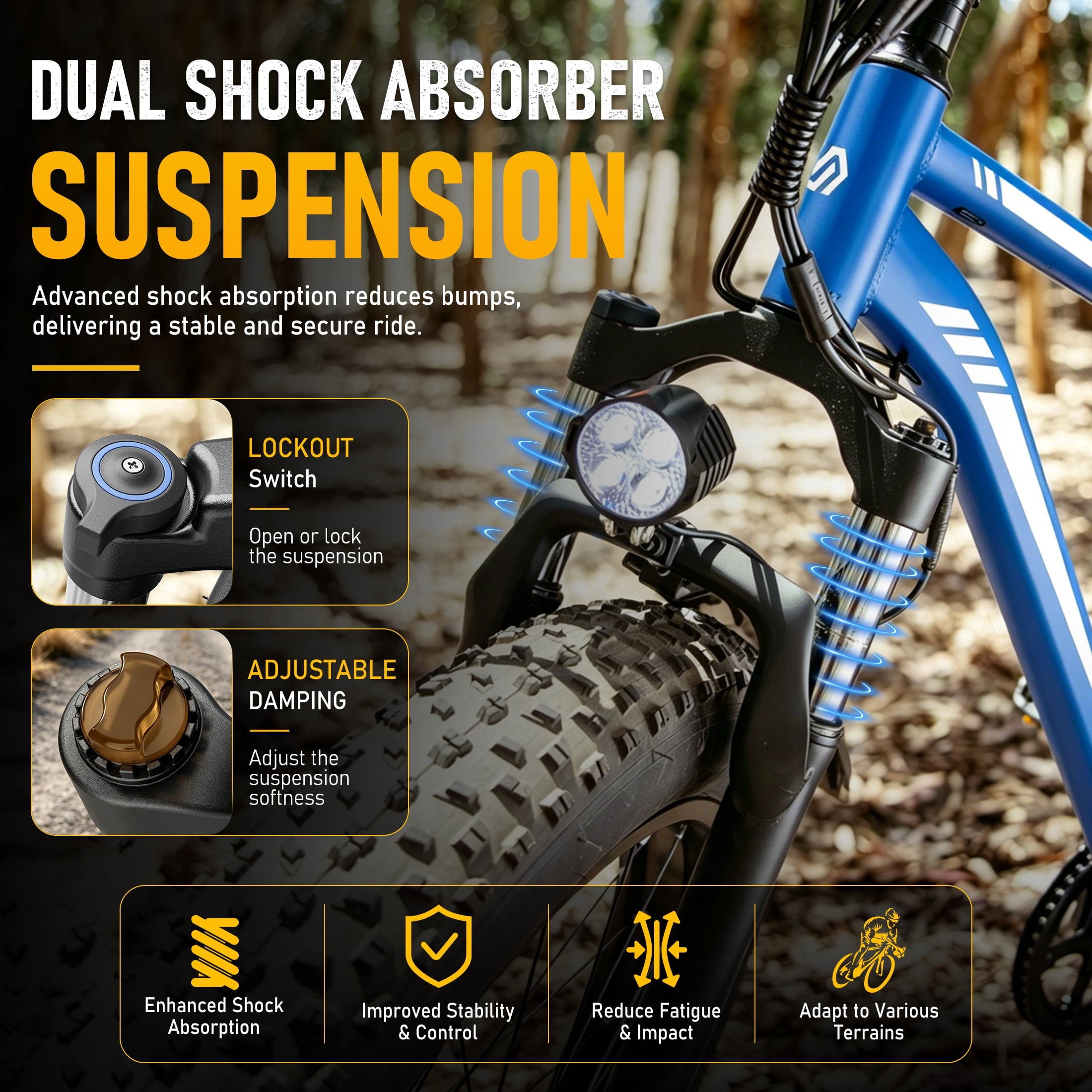 SUNTIBYE K10 Electric Bike 1000W, 48V 15Ah, 20 Fat Tire Ebike, 28MPH, E-Mountain Bike UL2849,Black