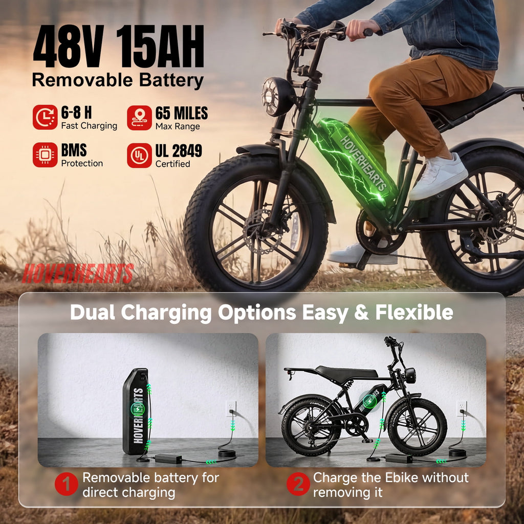 Aoemoe 500W Fat Tire Electric Bike 20 x 4.0 All Terrain E-Bike 48V 15Ah 28mph Hydraulic Brakes Full Suspension Mountain Electric Bicycle for Trail Riding