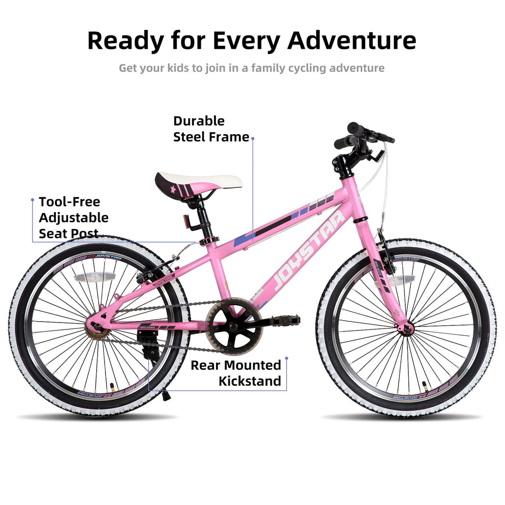JOYSTAR Lubbock 20 24 Inch Kids Bike for Boys & Girls Ages 7-12 Years Hardtail Mountain Bike for Kids with 1-Speed/7-Speed Drivetrain, White Wall Knobby Tires, Kids' Bicycle