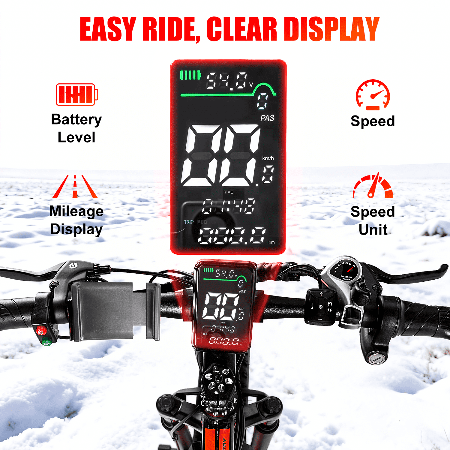 EOEOTWO 1500W Electric Mountain Bike for Adults,48V 15Ah Removable Battery 60Miles Longe Range, 34MPH Fast Cruiser Ebike, 26'' Fat Tire All-Terrain E-Bicycle with LED Display UL2849