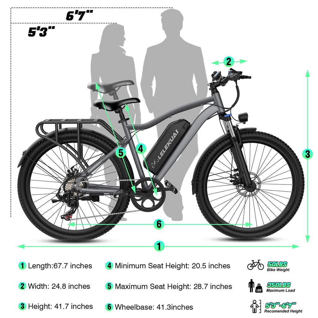 Electric Bike for Adults, 26 Commuter Ebikes with 7-Speed Gears, 25MPH, 720W Peak Motor, Removable Battery, 50 Miles Range, Electric Mountain Bicycle for All Terrain UL2849