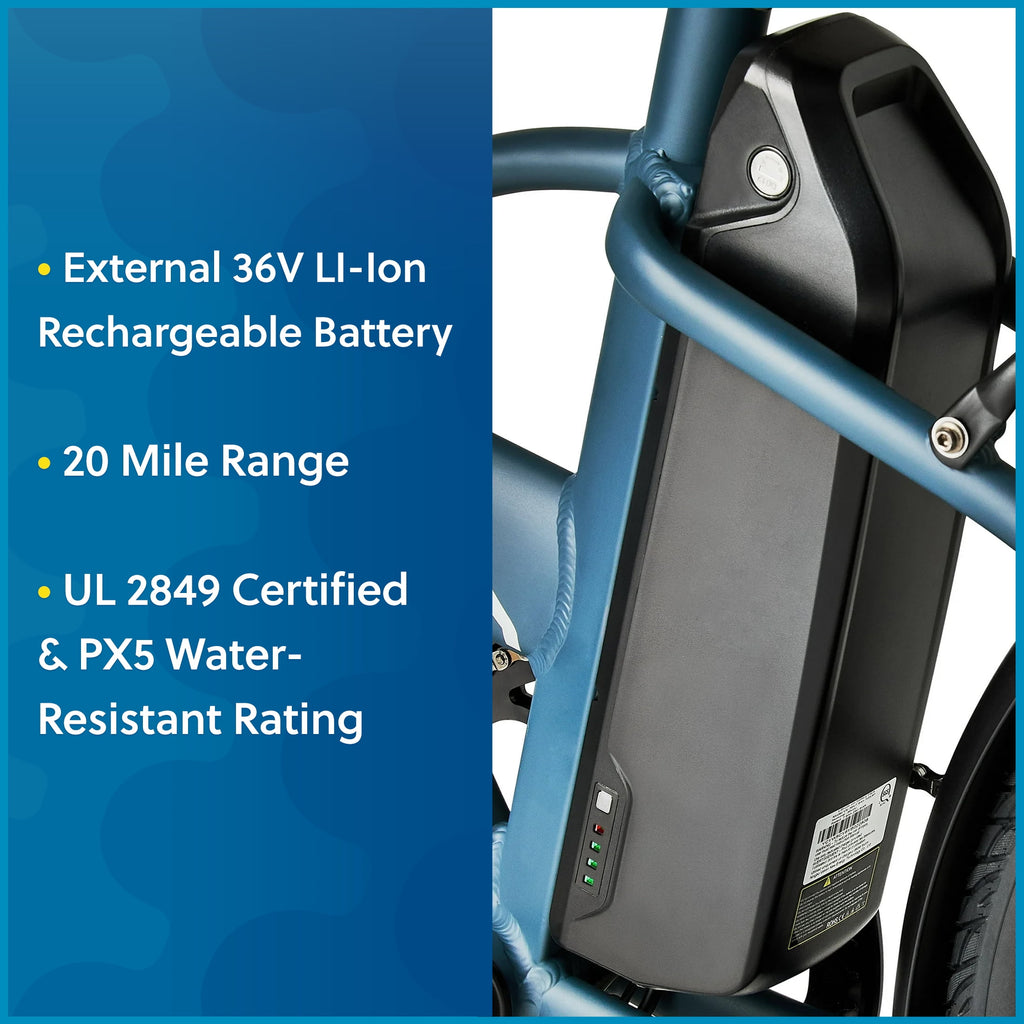 Concord 20 Urbanfold Electric Folding Bike, 36V, Class 2, Blue, Fits Riders 4'11 - 6'2, Adult, Unisex