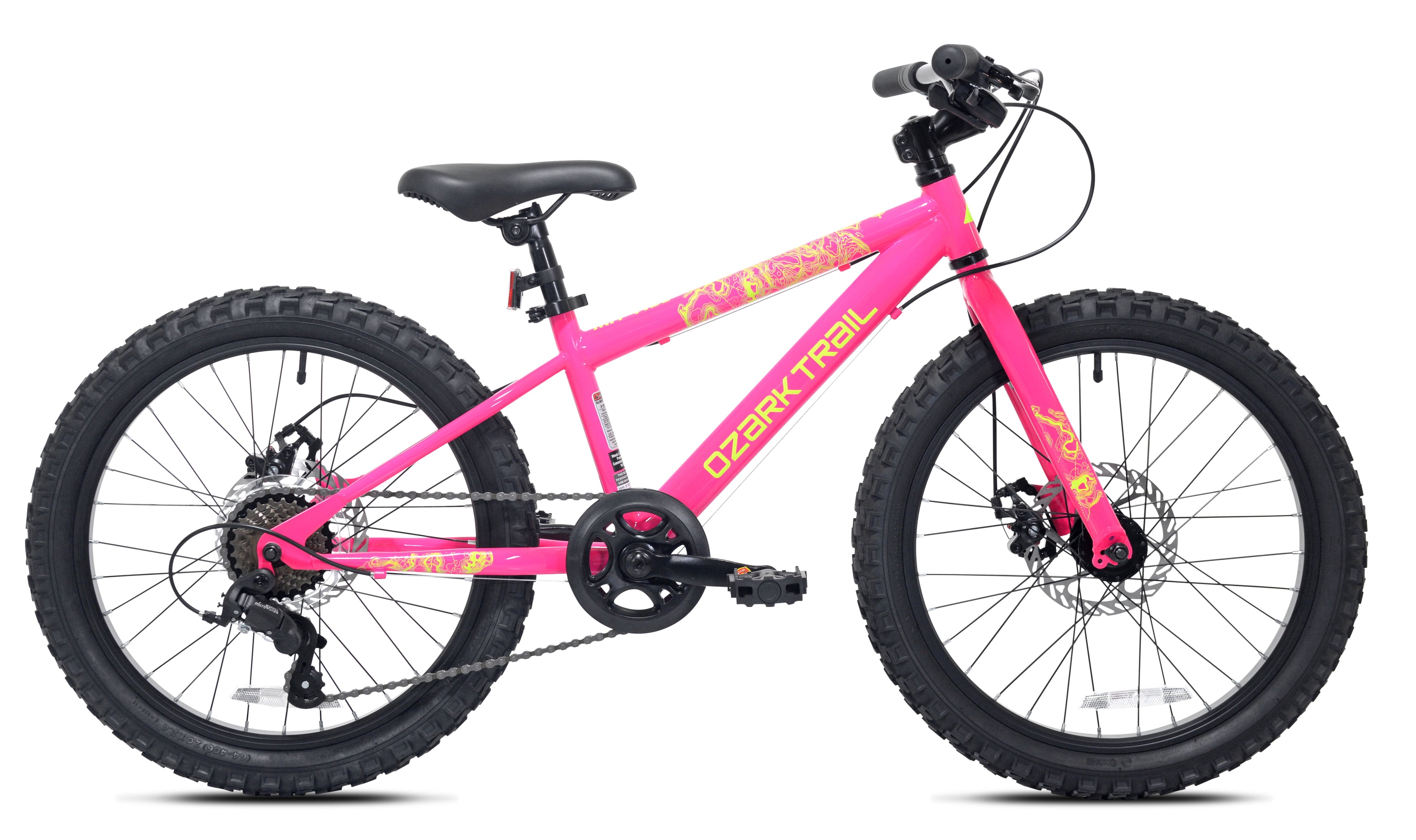 20 Ozark Trail Mountain Bike, 7 Speed, Fits Rider 3'11-4'4, Pink, Child/Tween/Teen, Unisex