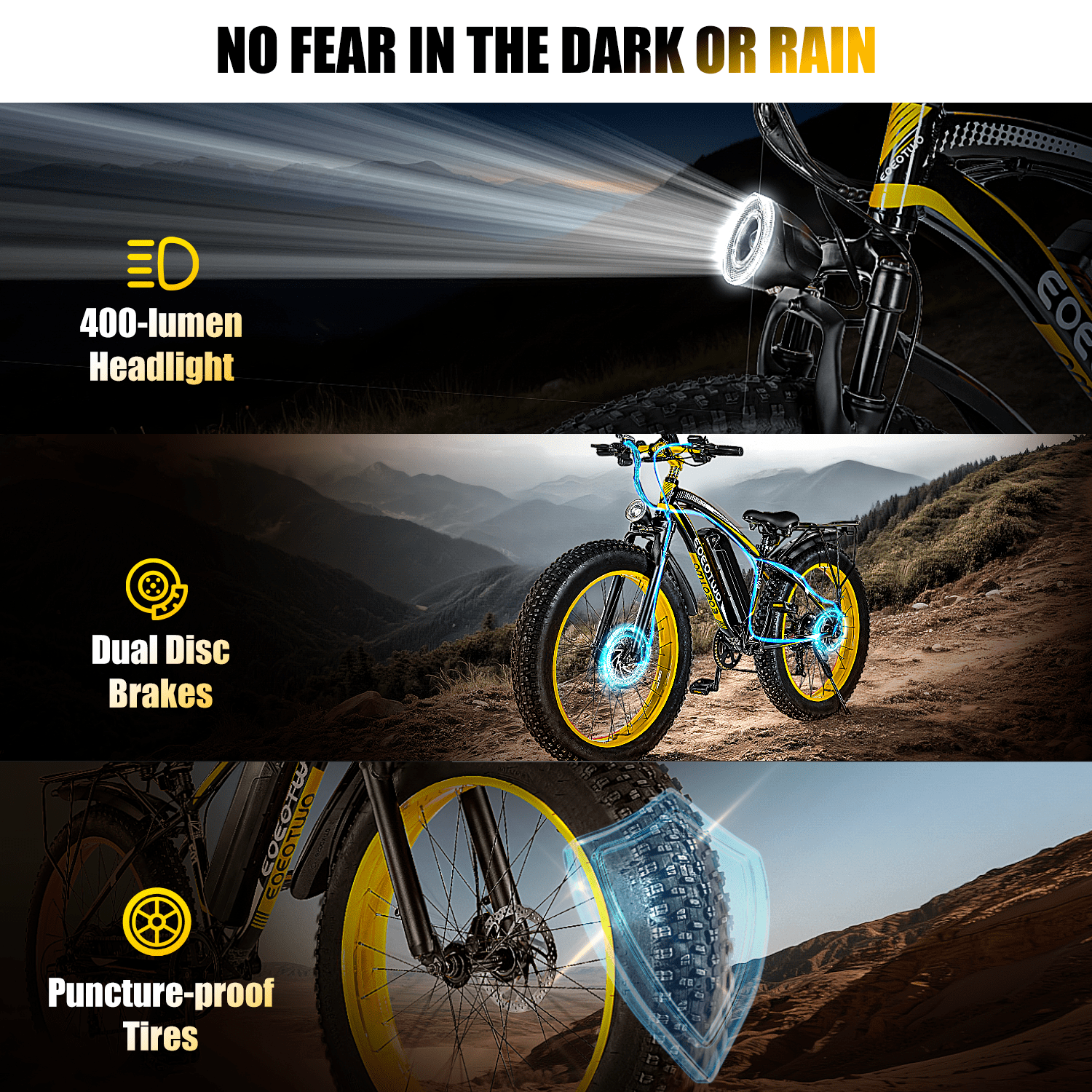 EOEOTWO 1500W Electric Mountain Bike for Adults,48V 15Ah Removable Battery 60Miles Longe Range, 34MPH Fast Cruiser Ebike, 26'' Fat Tire All-Terrain E-Bicycle with LED Display UL2849