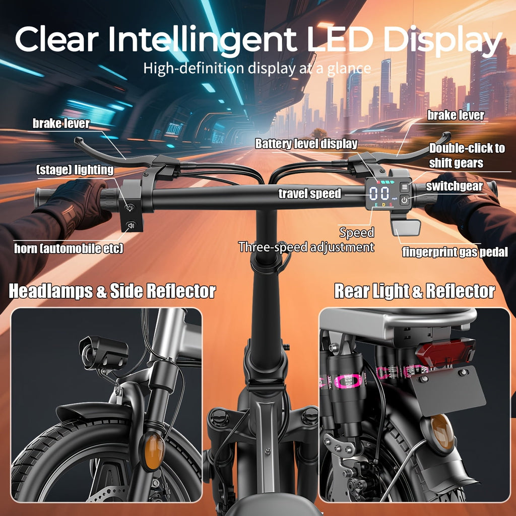 ASKGO F9 Adult Folding Electric Bike, 1200W 25 MPH 25 Miles, 48V 13Ah Removable Battery, Meets Daily Commuting,Going Out and Playing,Give the best gift,Folding Ebike for Adult with Two Seats，UL2849
