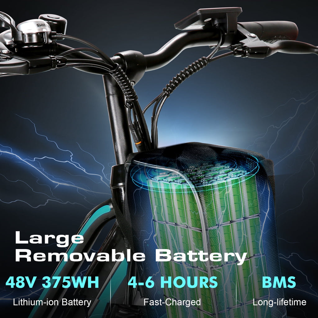 Vivi Electric Bike 26 City Commuter Electric Bike 48V 500W Step-Through Electric Bike 19.8MPH Electric Cruiser Bike Beach Bike with Cruise Control, UL2849 Certified