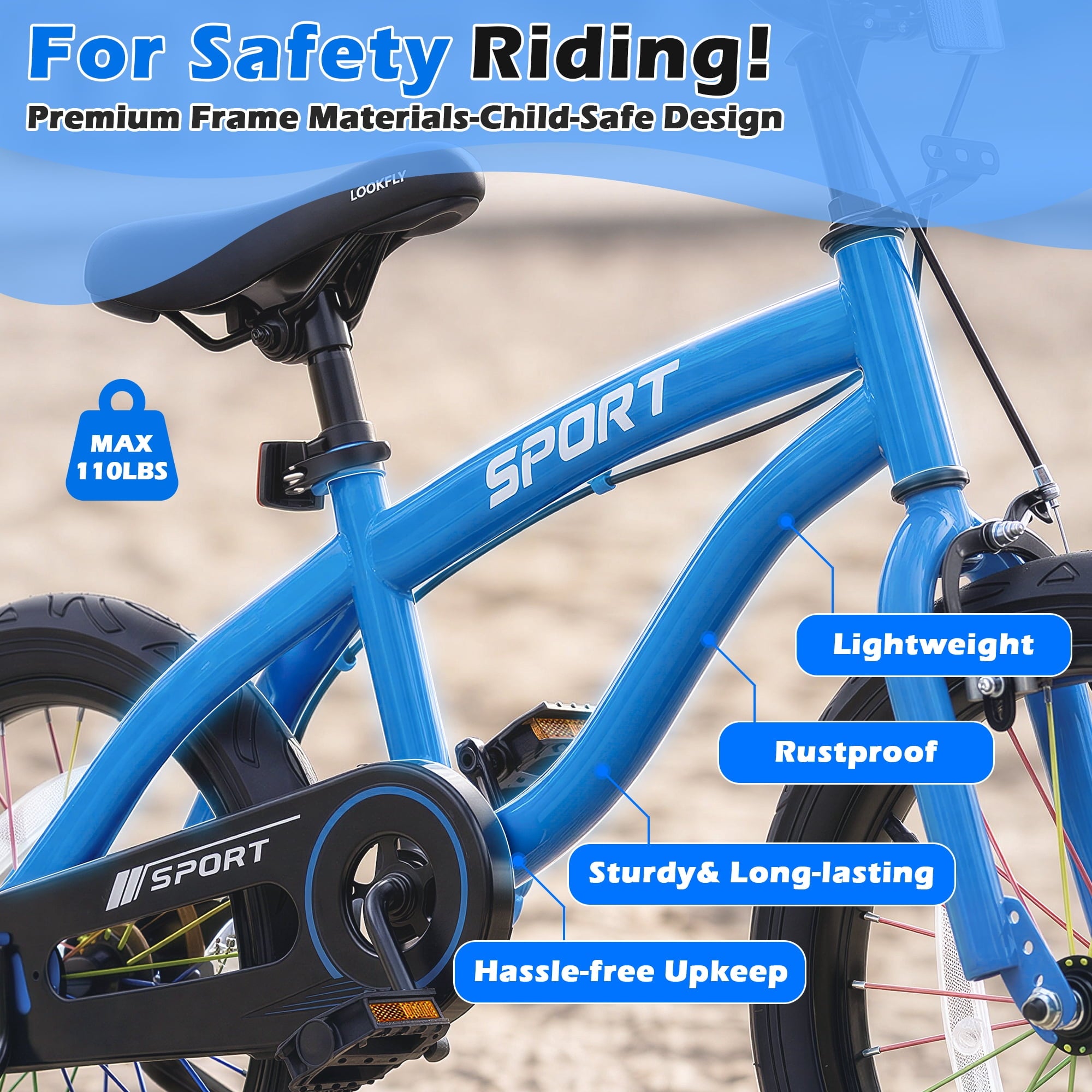 Enjoyrun 16 Kids Bike,Bike for Boys and Girls with Training Wheels,Children's Bicycles for Ages 5–8,Blue