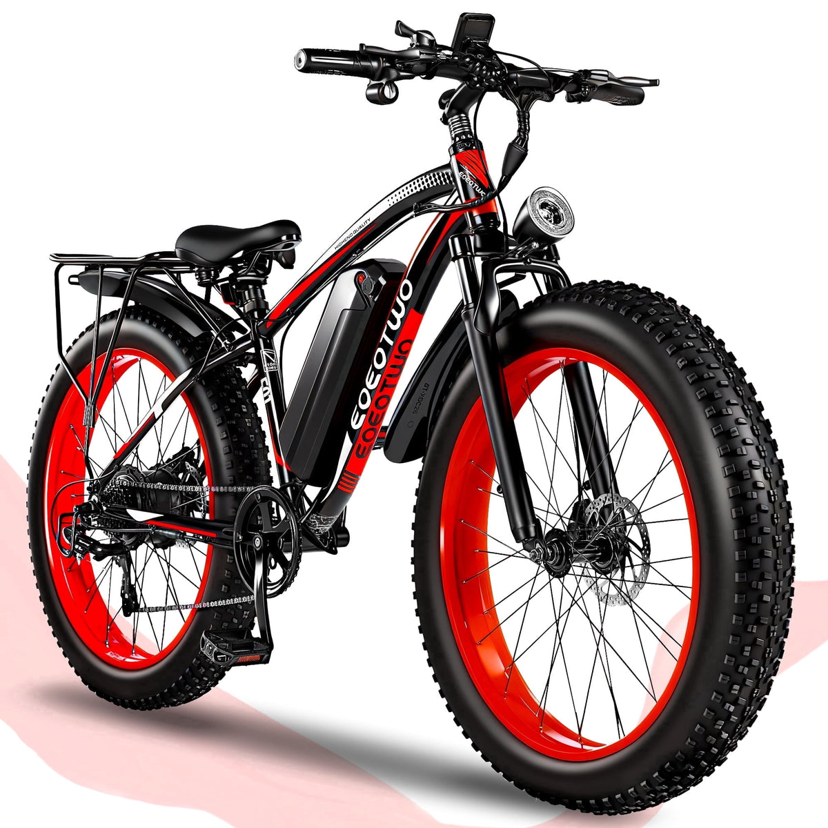 EOEOTWO 1500W Electric Mountain Bike for Adults,48V 15Ah Removable Battery 60Miles Longe Range, 34MPH Fast Cruiser Ebike, 26'' Fat Tire All-Terrain E-Bicycle with LED Display UL2849