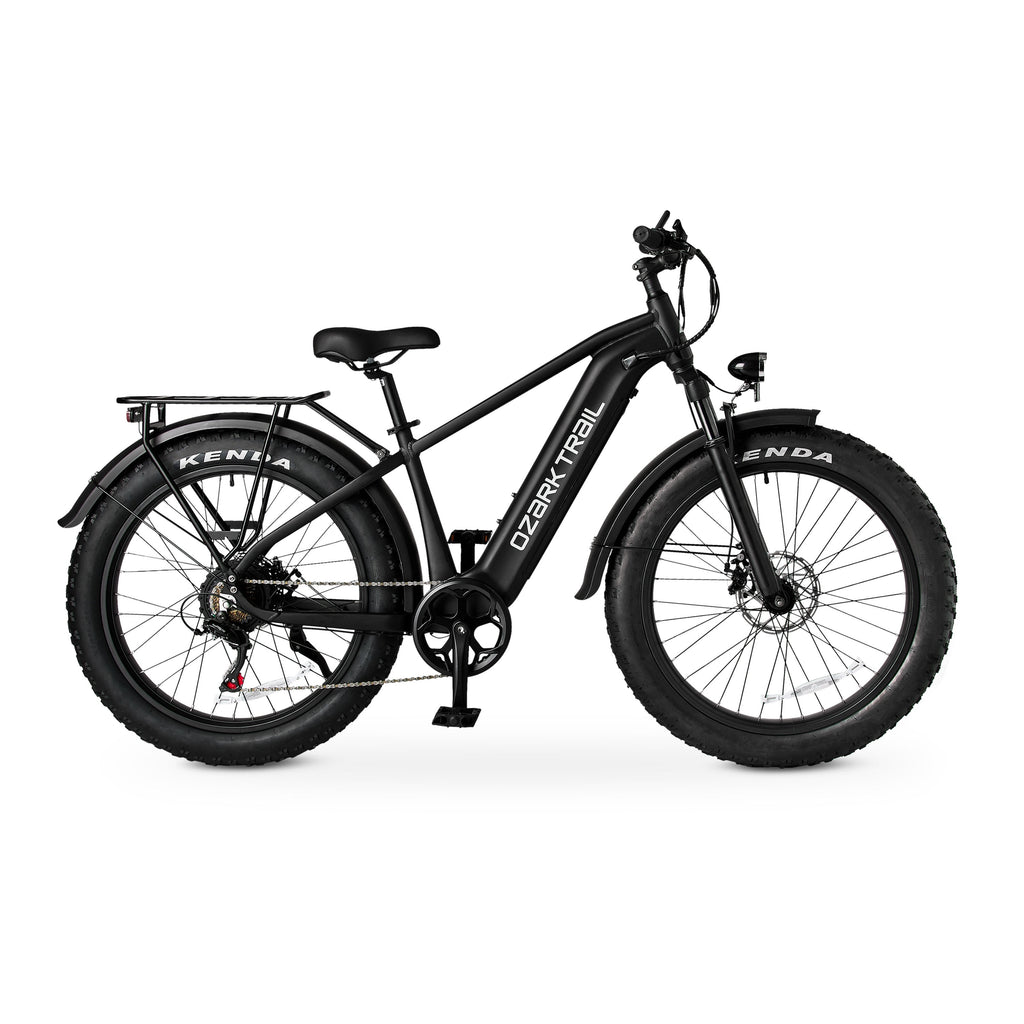 Ozark Trail 26 M.3 Ranger+ Electric Fat Tire Bike, 48V, Class 2, Black, Fits Riders 5'2 - 6'1, Adult, Unisex