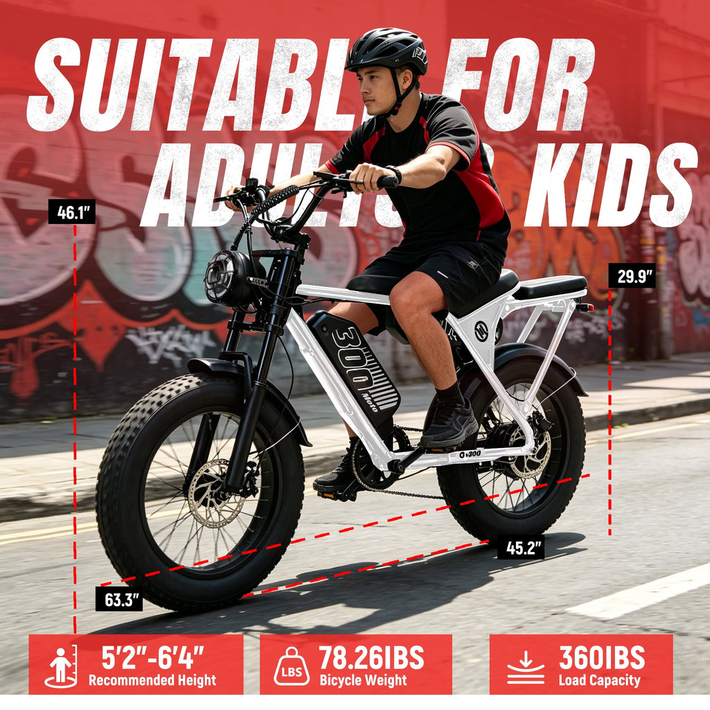 ESKUTE V300D Ebike for Adults, Up to 30MPH Electric Bicycle, Peak 1500W Motor, 48V 41.6AH Removable Battery, 20 x 4.0 Fat Tire E-Bike, Full Suspension, 7-Speed for All Terrain Purple, UL2849