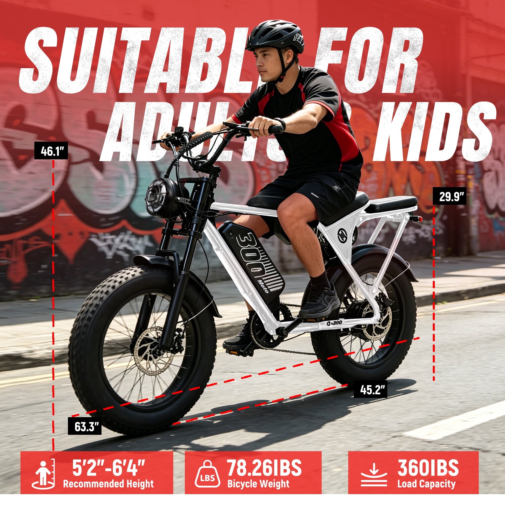 ESKUTE V300D Ebike for Adults, Up to 30MPH Electric Bicycle, Peak 1500W Motor, 48V 41.6AH Removable Battery, 20 x 4.0 Fat Tire E-Bike, Full Suspension, 7-Speed for All Terrain Purple, UL2849