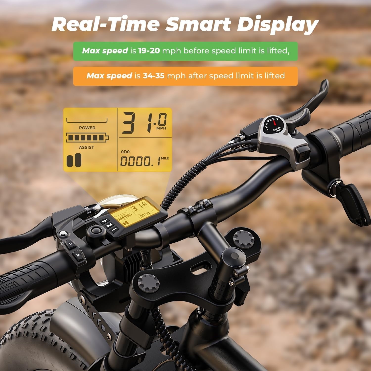 Electric Bike for Adults, 2200W, 35MPH & 75 Miles, 20x4 Fat Tire, 48V 15.6Ah Removable Battery, 7-Speed & 3 Modes, Full Suspension E Mountain Bike, UL 2849 Certified