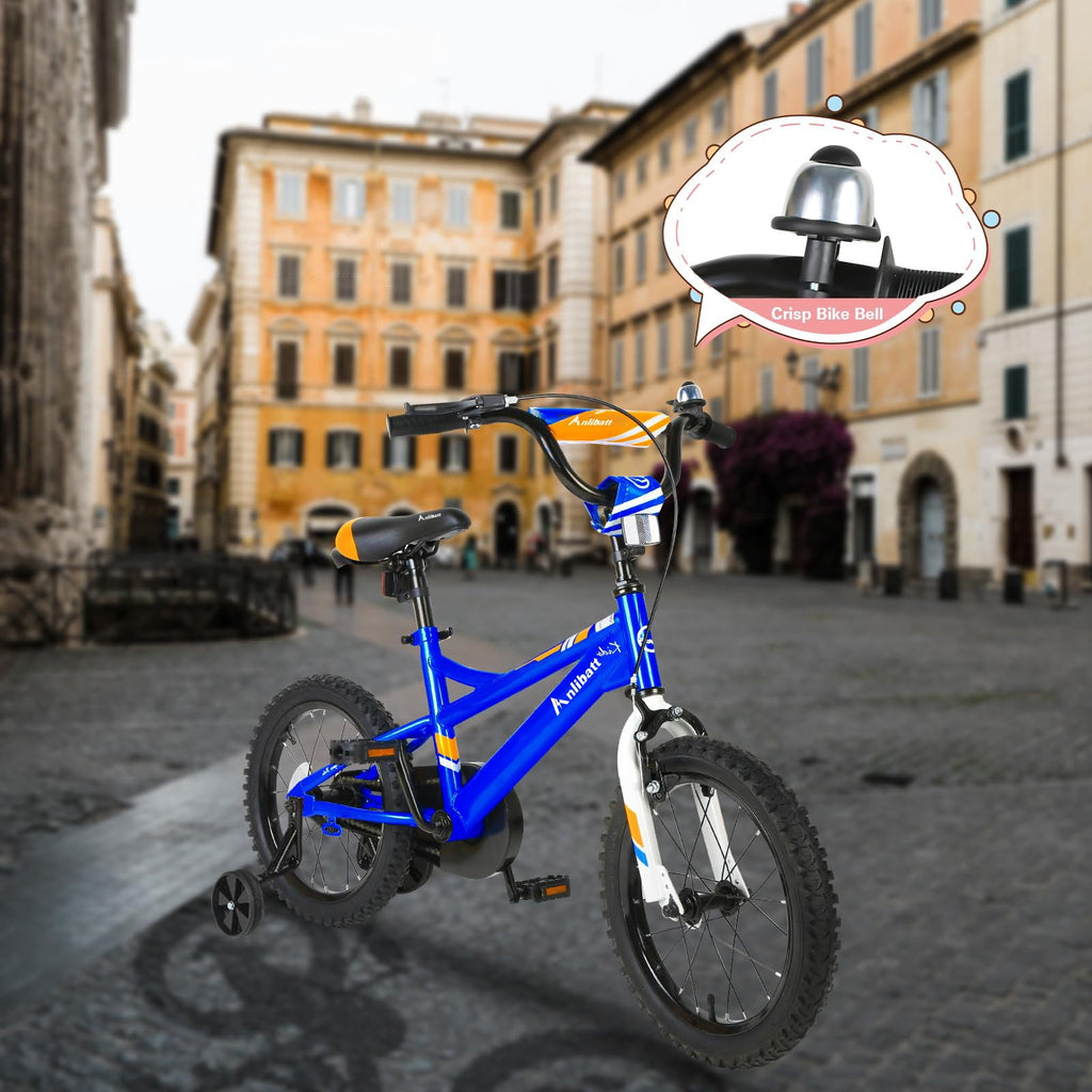 Anlibatt Kids Bike Boy Bicycle 16 inch for Children Age 4-6 Years Old Height 38-48 in Toddler Cycling Dual Hand Brakes Blue Sport Bikes