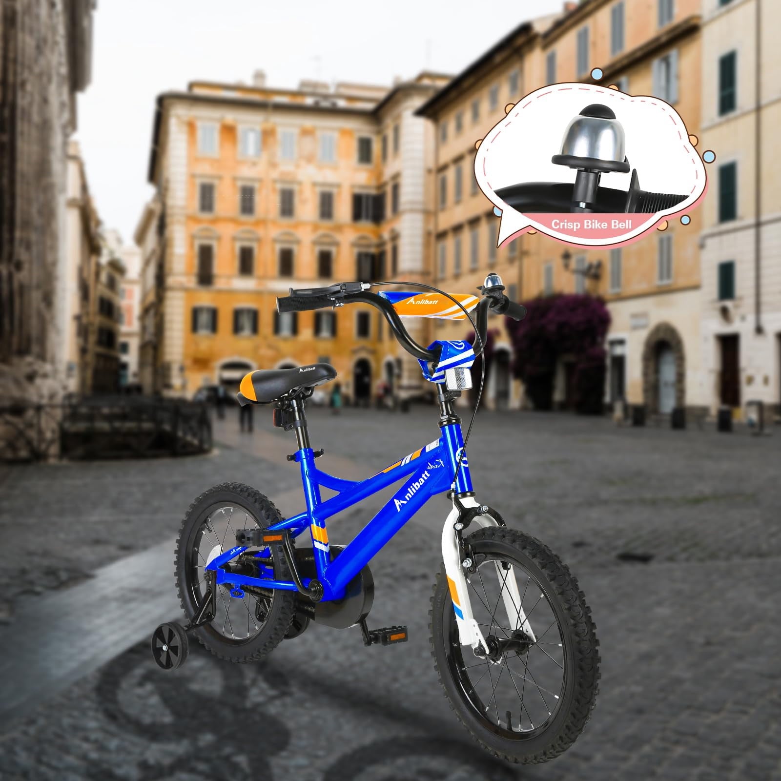 Anlibatt Kids Bike Boy Bicycle 16 inch for Children Age 4-6 Years Old Height 38-48 in Toddler Cycling Dual Hand Brakes Blue Sport Bikes