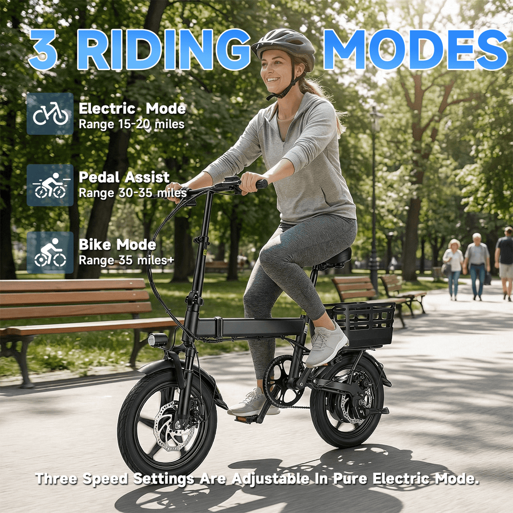 14 Folding Electric Bicycles with 500W Peak Motor,35 Miles 20MPH 432WH Integrated Battery ,Ebike for Adults with Basket,UL2849