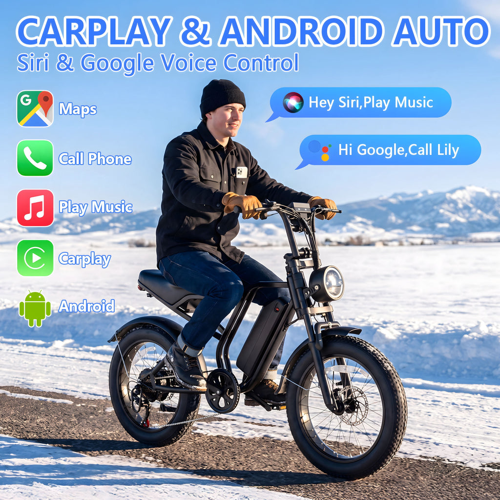 Gegaibe Electric Bike for Adults, 750W/1500W Peak Fat Tire E-Mountain Bicycle, Wireless CarPlay & Android Auto, UL2849