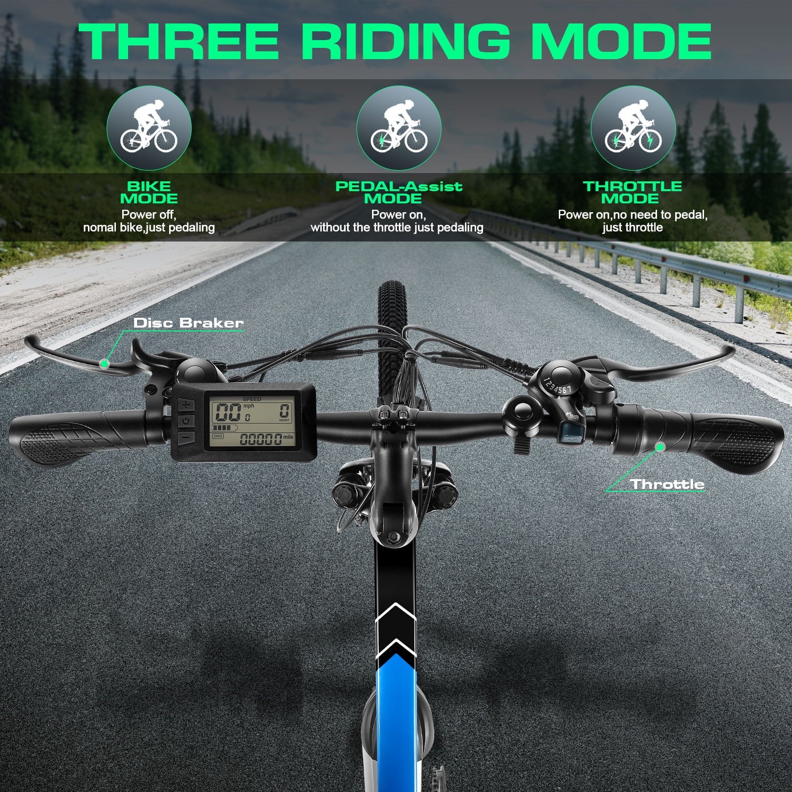 Vivi Electric Bike for Adults 26 Electric Mountain Bike 500W Cruise Control Electric Commuter Bike 21 Speed with Removable 48V Battery