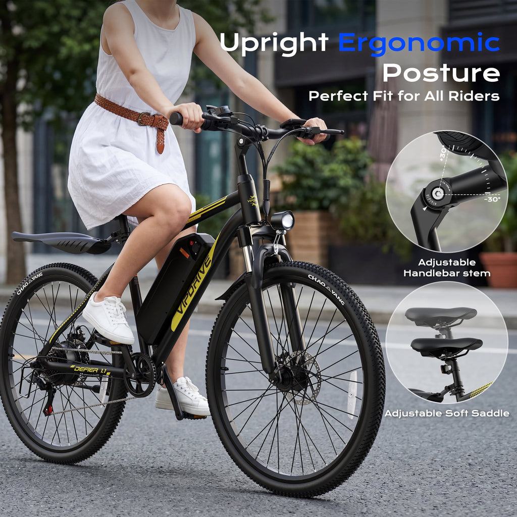 VIPDRIVE Electric Bike for Adults, 26'' 750W Peak Ebike, 48V 7.8AH Removable Battery，Up to 40 Miles 20MPH Electric Mountain Bike，Front Fork Suspension，UL2849