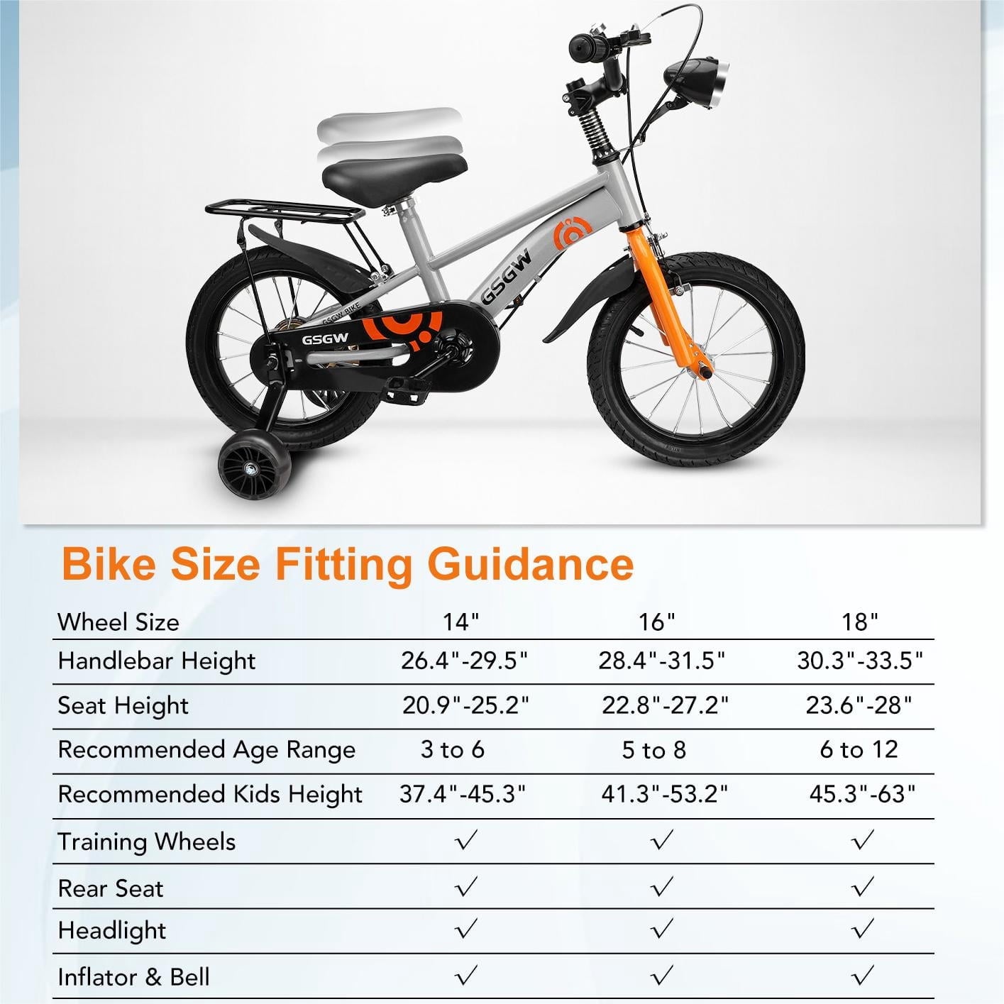 16 Kids Bike with Training Wheels, Height Adjustable Kid's Bicycle with Basket/Water Bottle/Inflator/Bell, Gifts for Girls Boys Toddlers Kids 3-8 YO