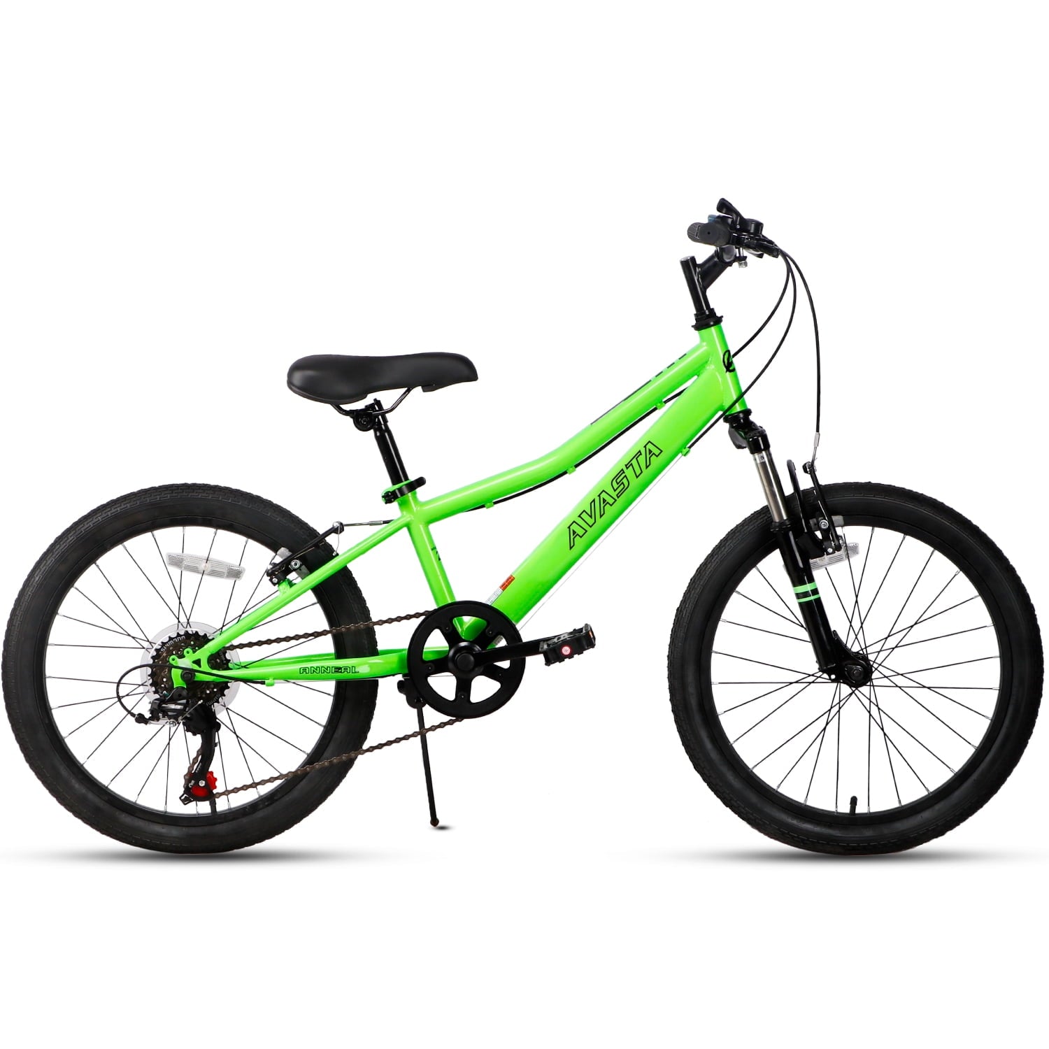 AVASTA 20'' Big Kids Mountain Bike for Age 6 7 8 9 10 11 12 Years Old Boys Girls Teen with Suspension Fork Front & Rear Dual Hand Brakes 6 Speeds Drivetrain, Green
